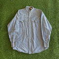 80S PEARL SNAP BLUE PATTEREND BUTTON UP LONGSLEEVE L