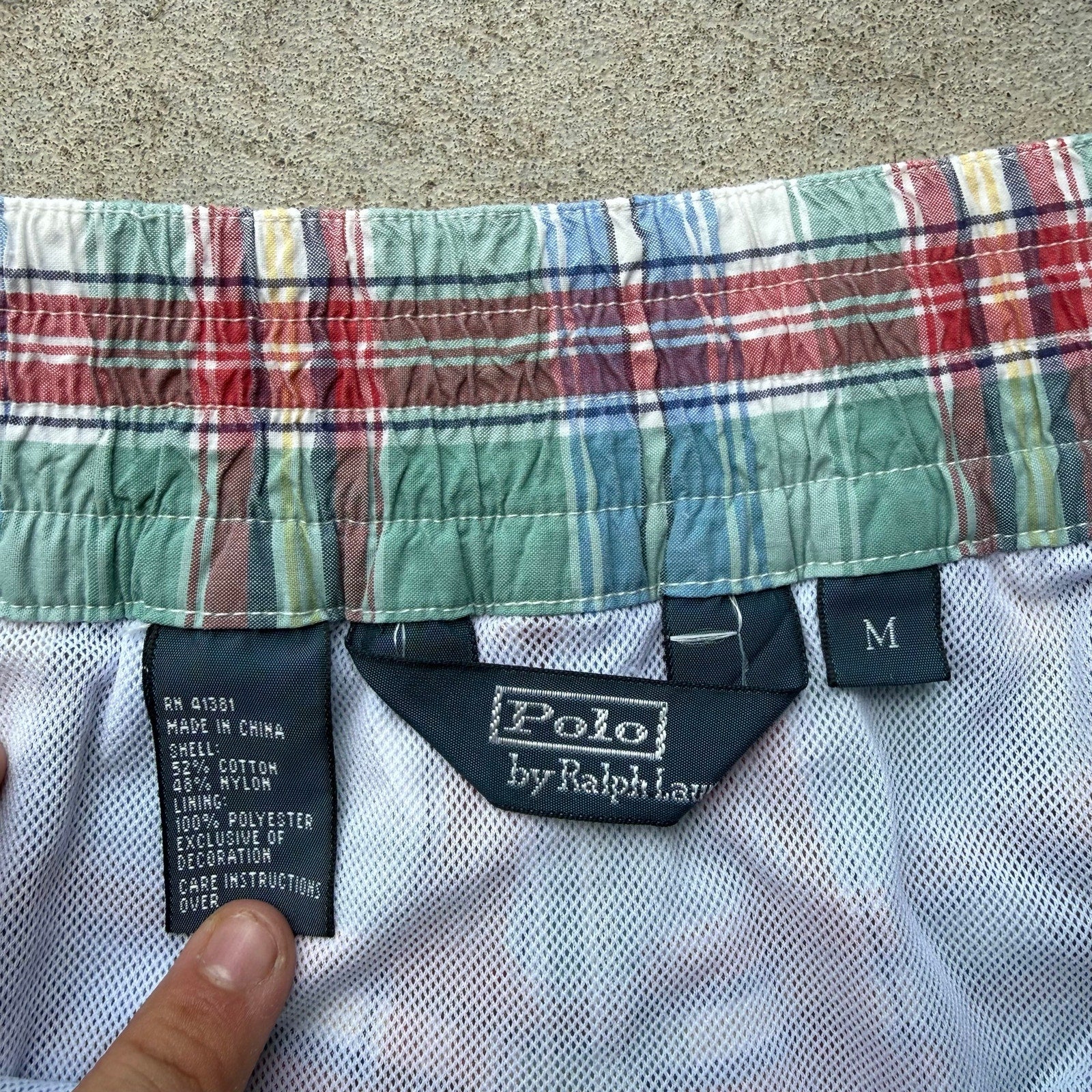 90s Men's Polo Ralph Lauren Plaid Super Sick Board Shorts M