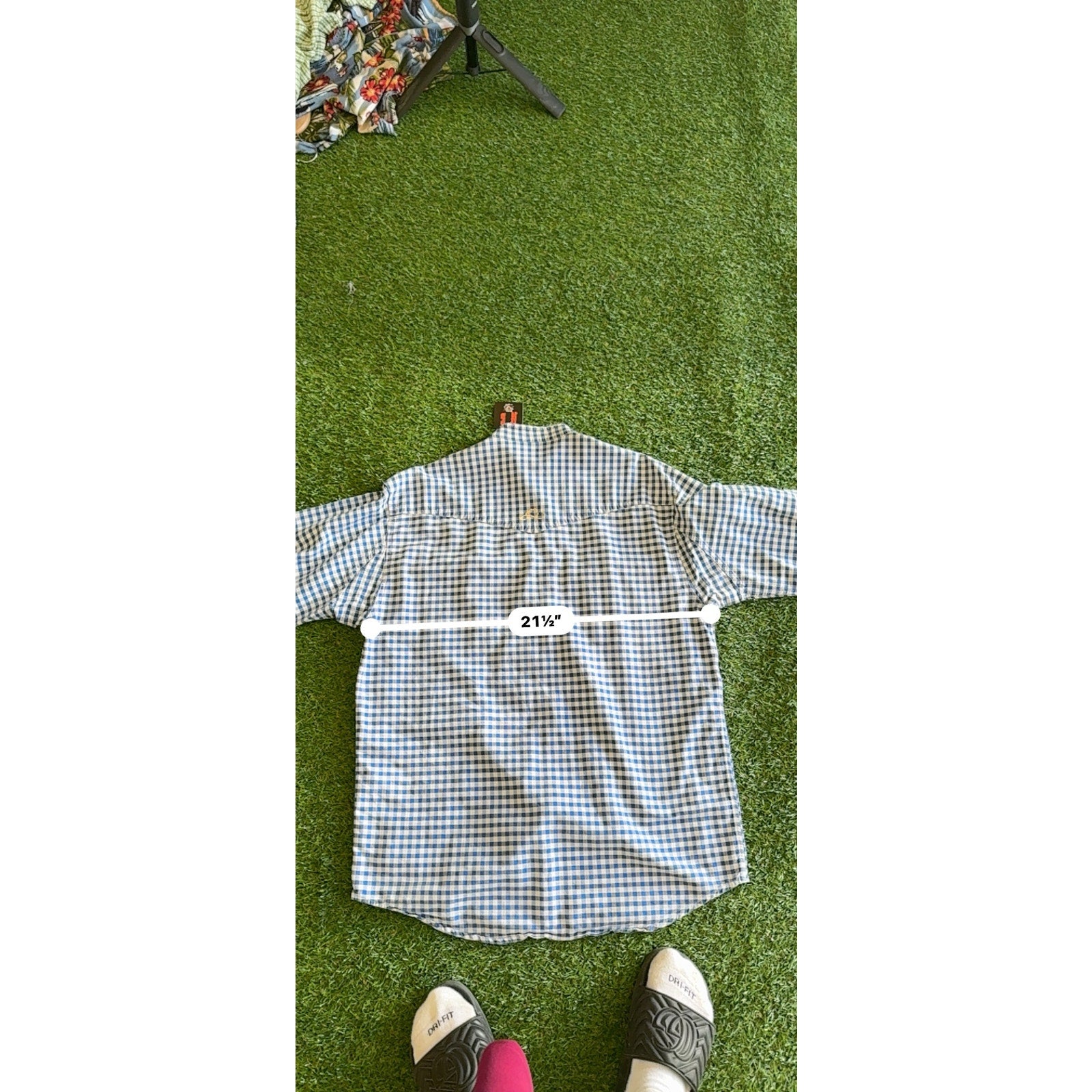 80S PEARL SNAP BLUE PATTEREND BUTTON UP LONGSLEEVE L