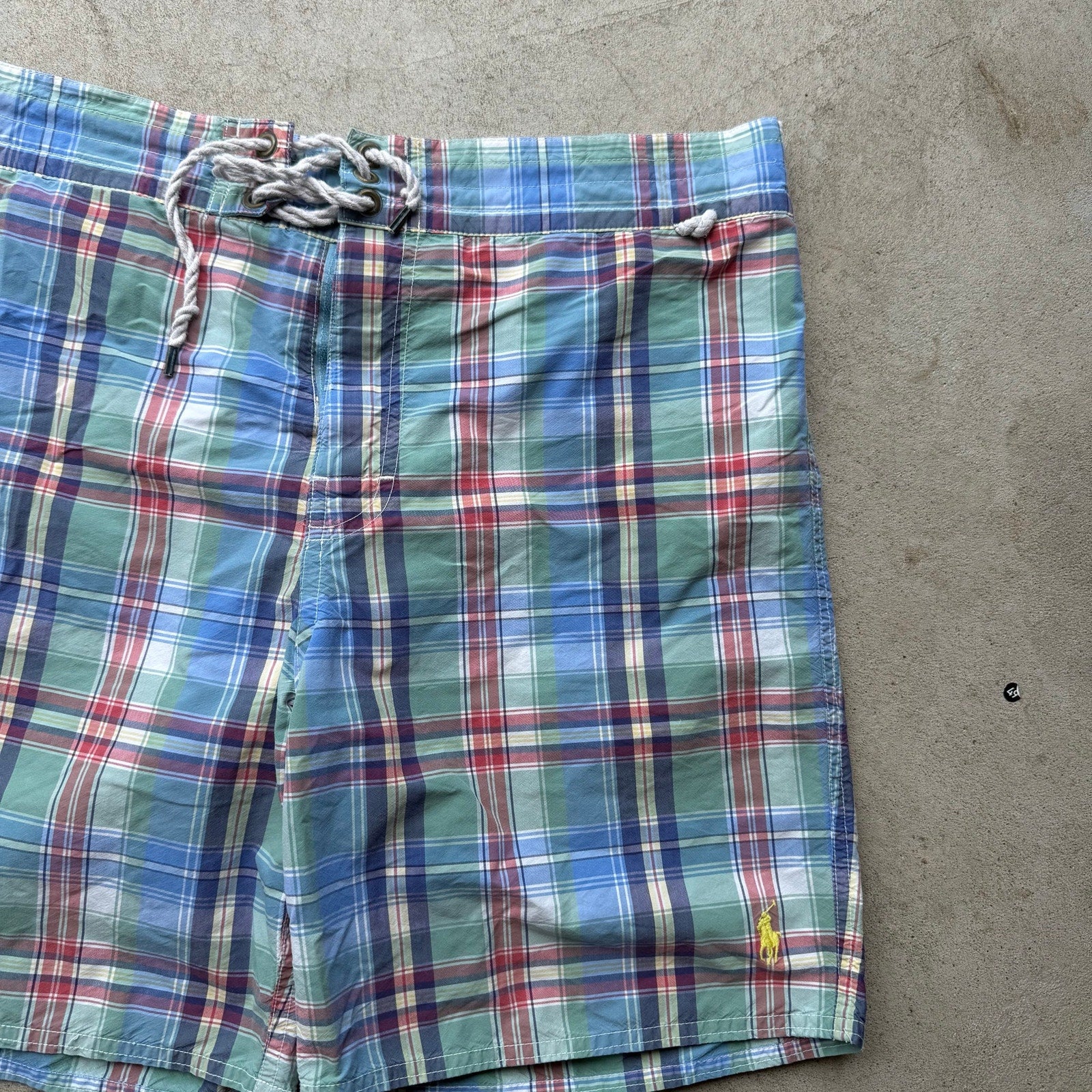 90s Men's Polo Ralph Lauren Plaid Super Sick Board Shorts M