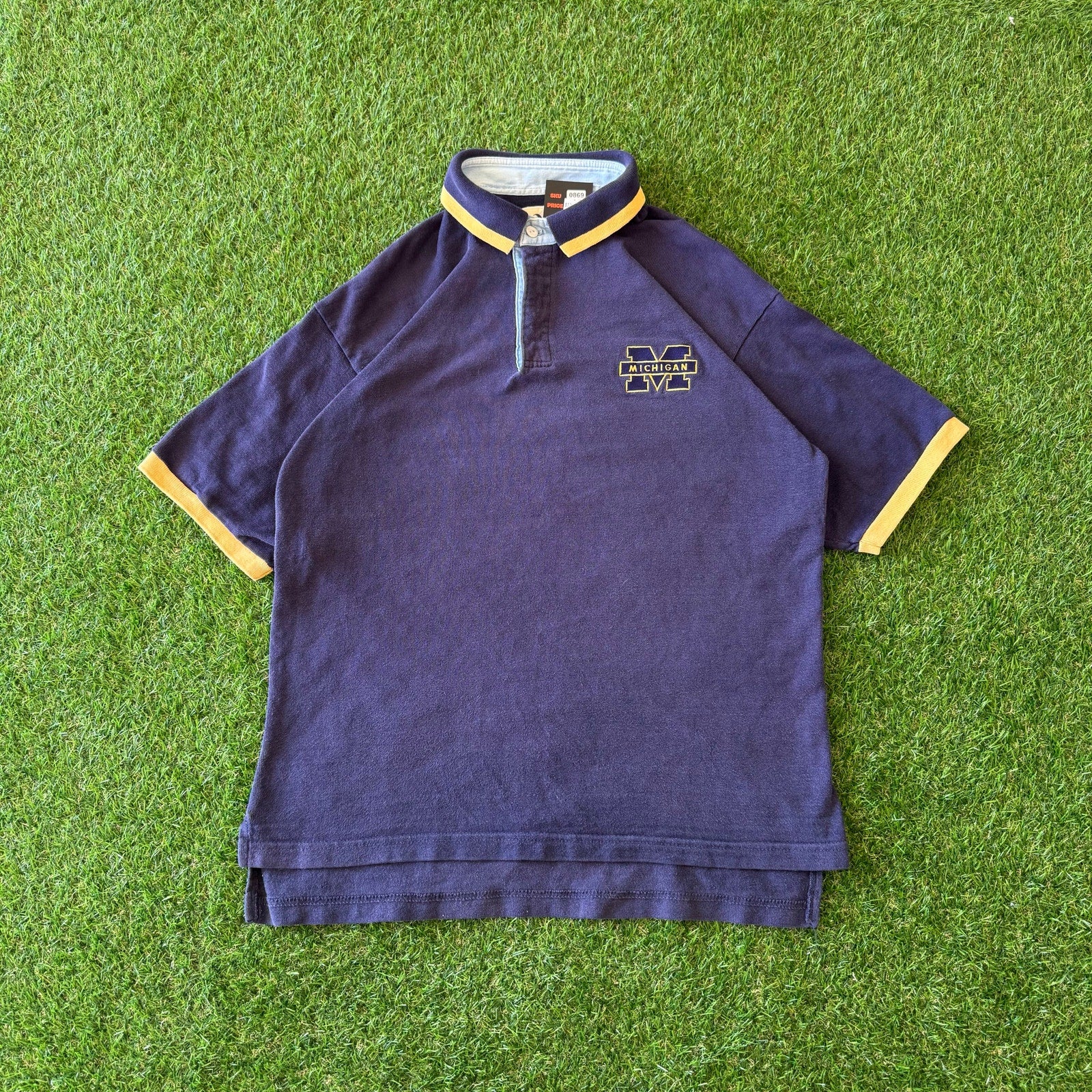 90s Michigan Mens Navy College Polo L