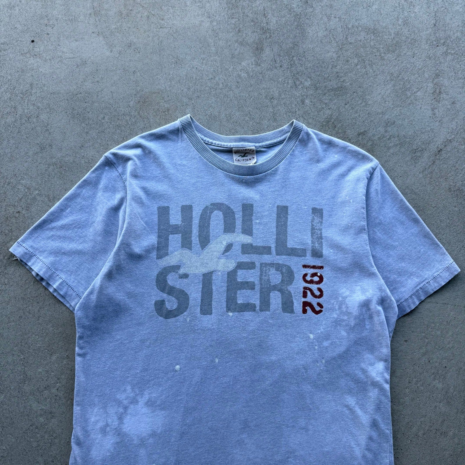 Y2K Mens Hollister California Eagle 1922 Paint Splattered Top L