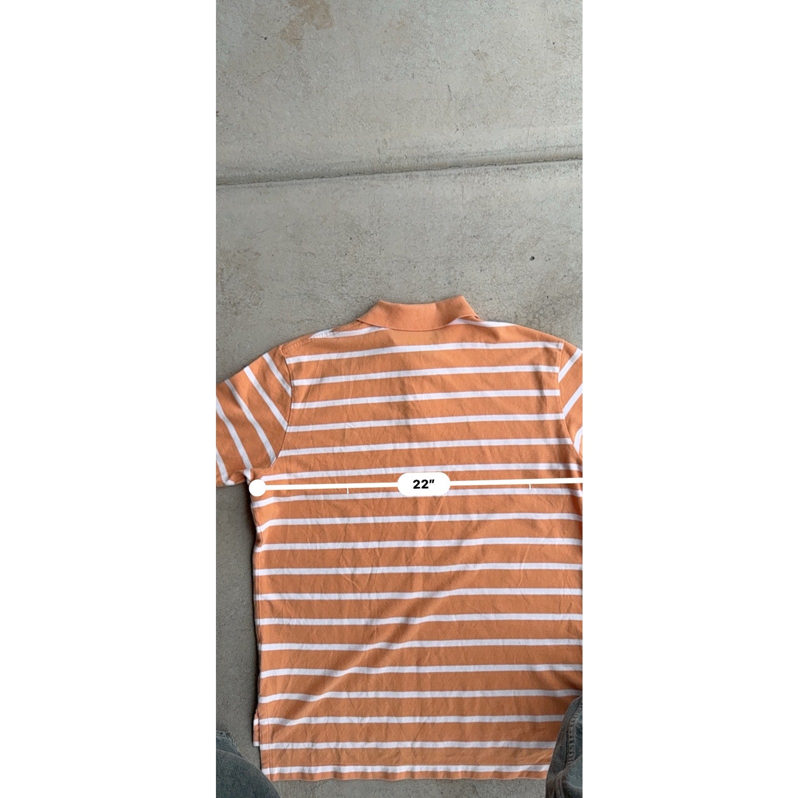 Y2K ORANGE AND WHITE STRIPED POLO L