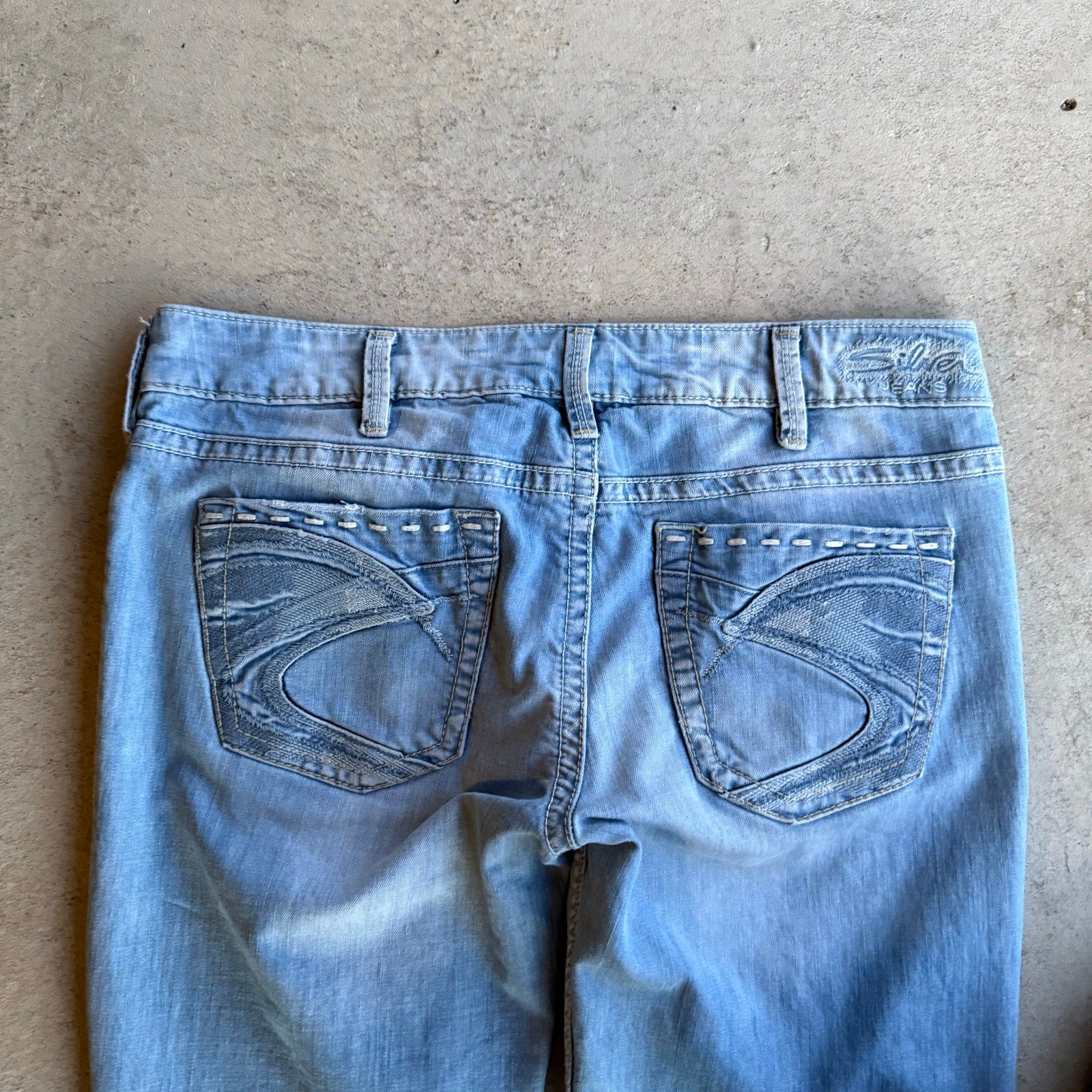 Y2K SILVER LIGHT BLUE WOMENS FLARED DENIM 32 x29