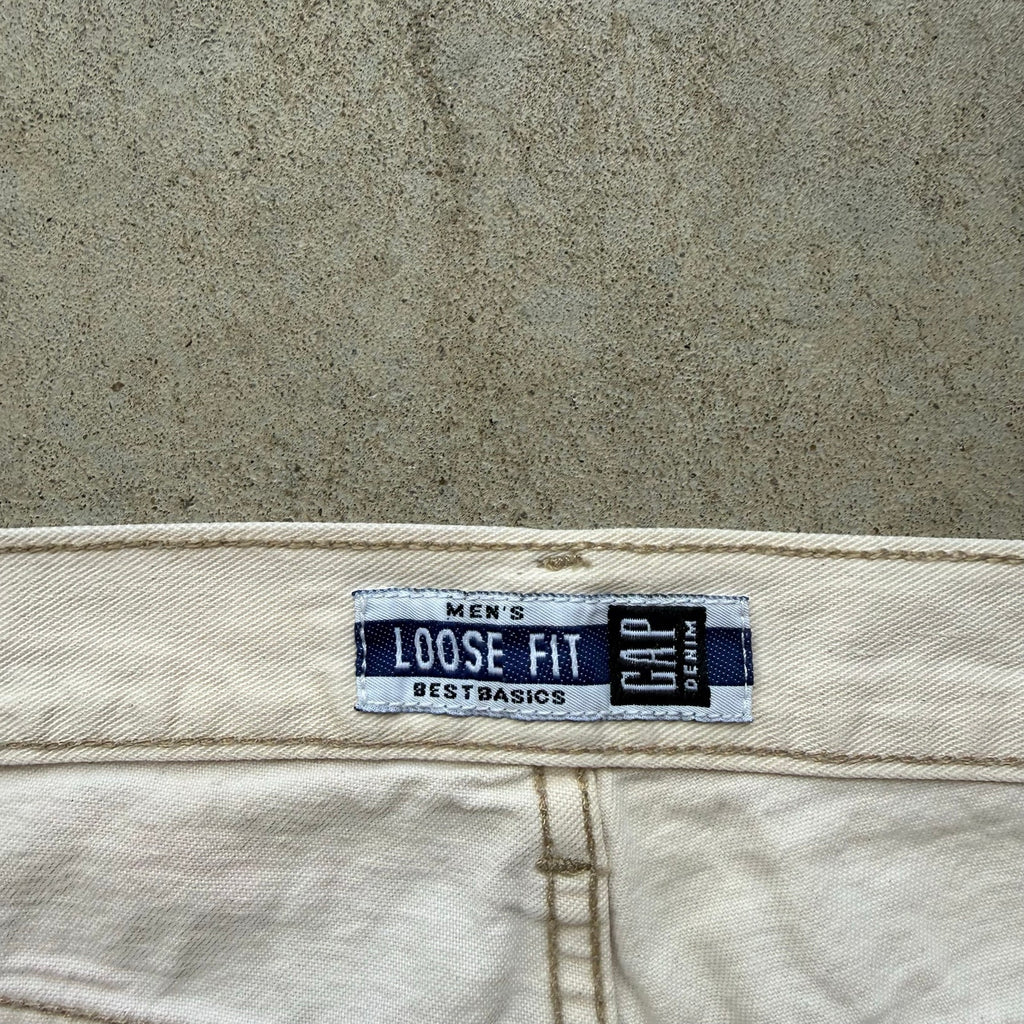 Y2K Mens Light Tan Loose Fit Gap Bermuda Jorts 36