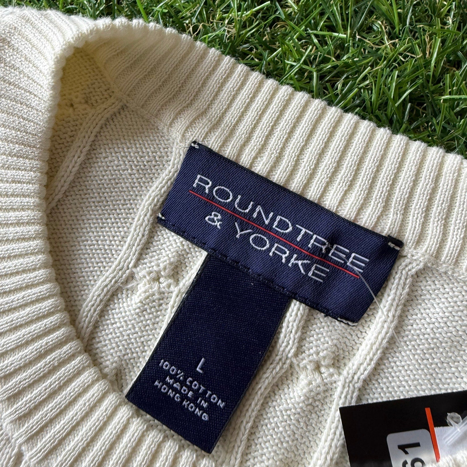 90s Roundtree & York Cream Mens Sweater L