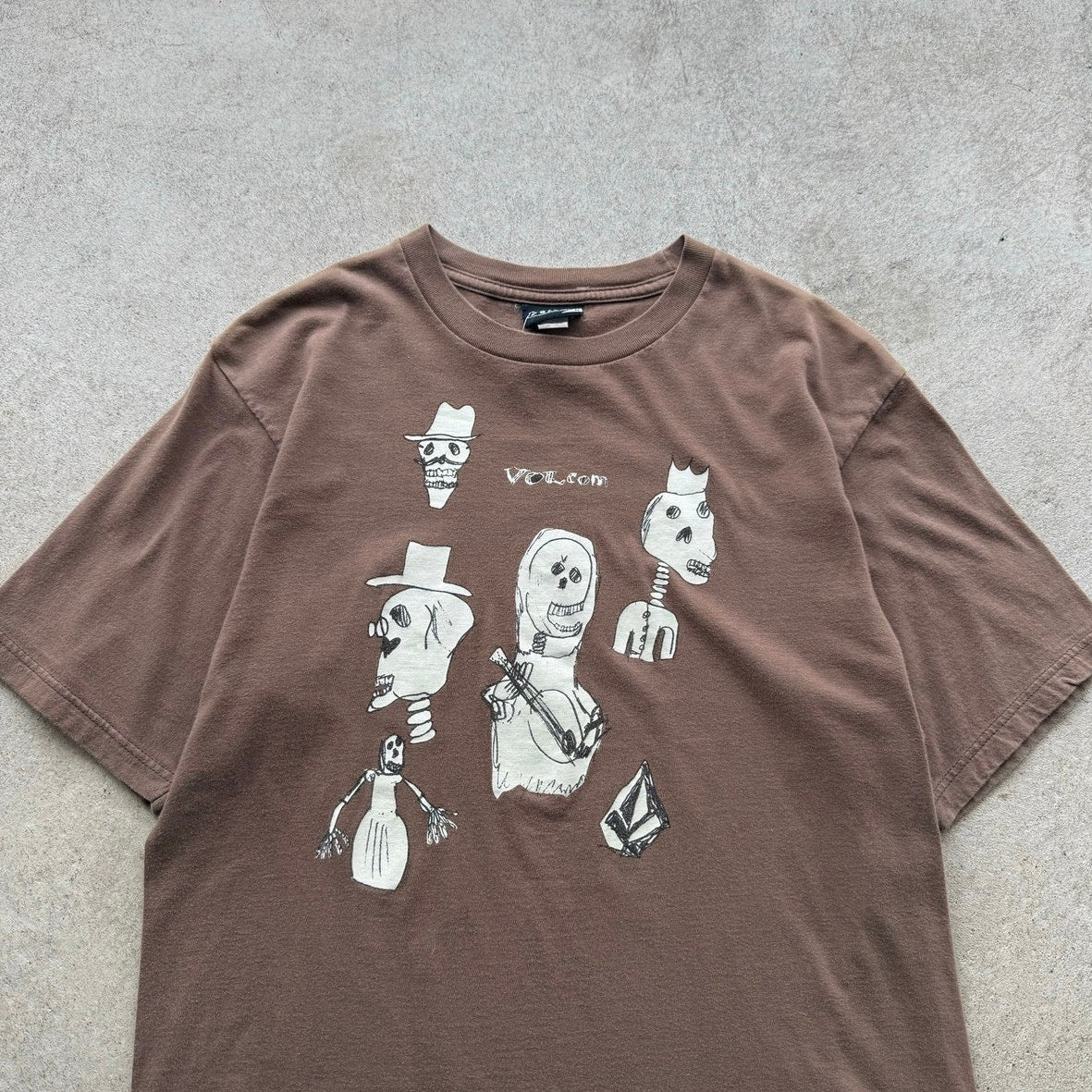 Y2K Brown Mens Skeleton Volcom Tee M