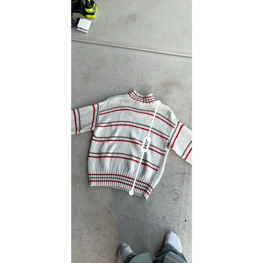 Y2K Lined Patterned Turtle Neck Sweater M