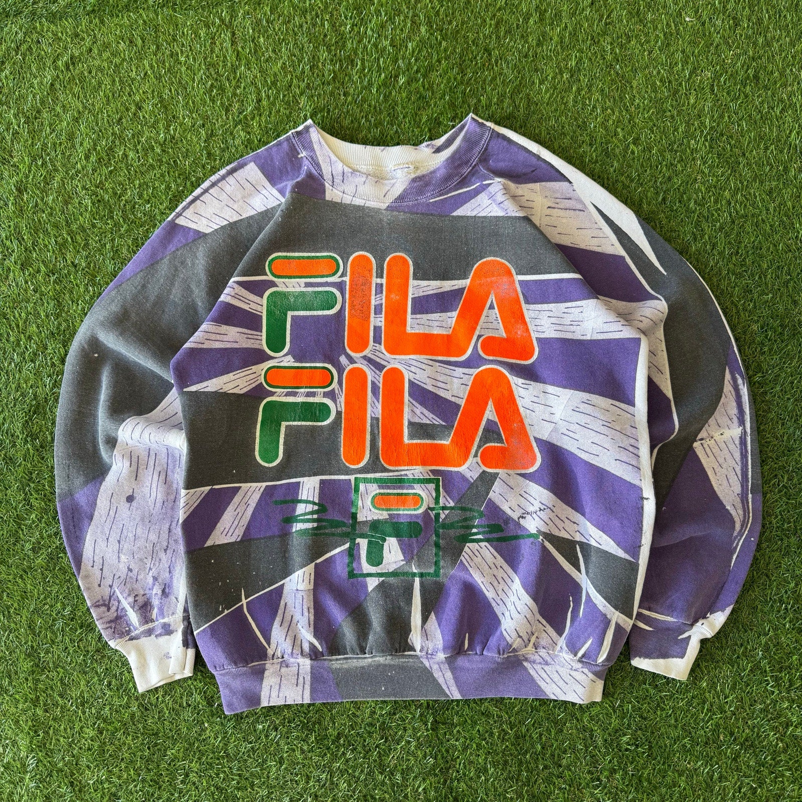 80s Crazy Aop Print Graphic Fila Crewneck M