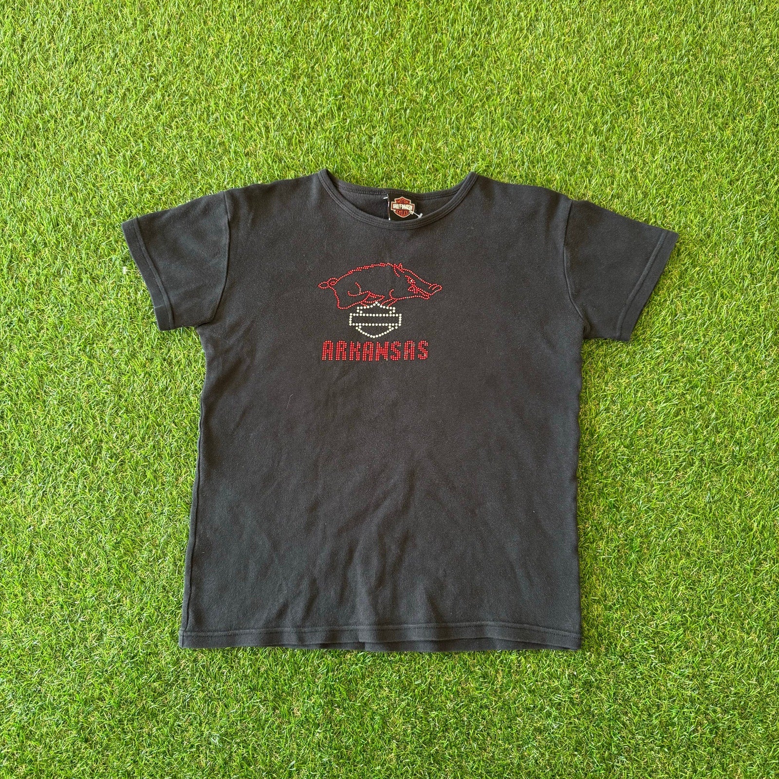 Y2K Harley Davidson Rhinestone Arkansas Womens Top L