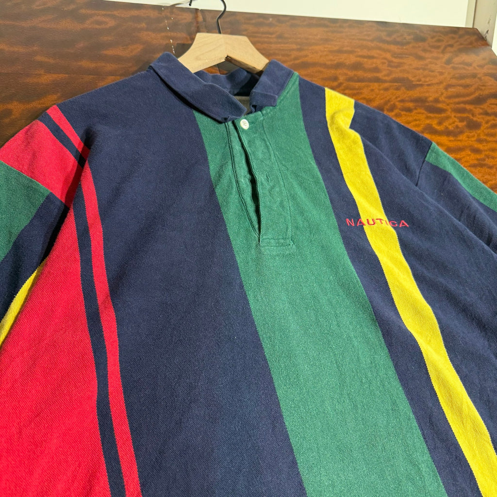 90s Mens Striped Nautica Polo L