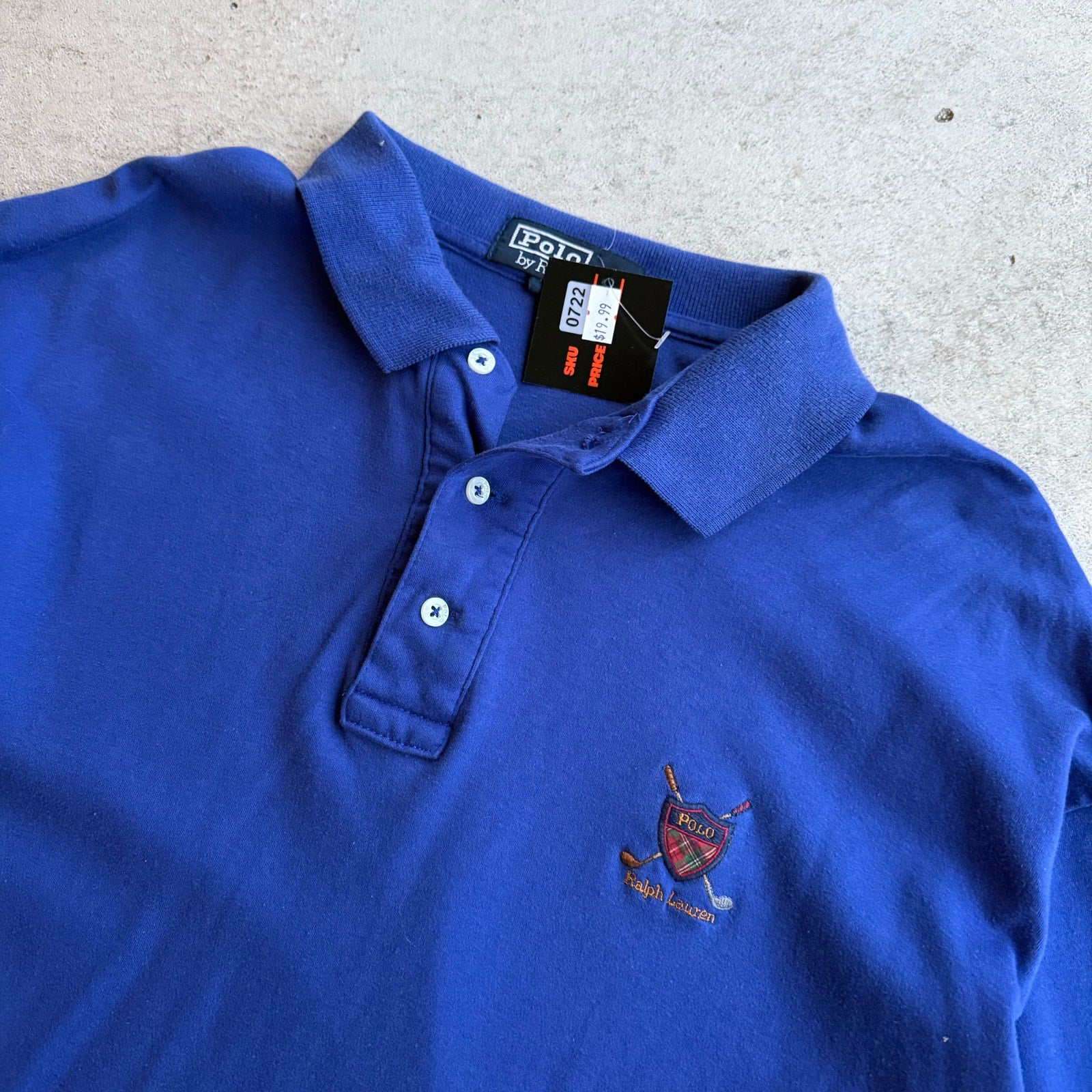 Y2K POLO RALPH LAUREN LONGSLEEVE BLUE POLO X-L