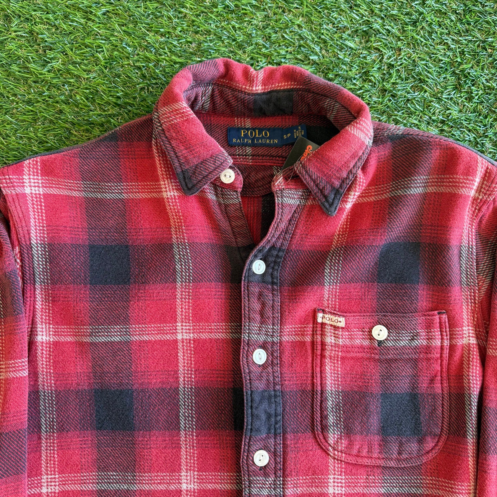 Y2K POLO RALPH LAUREN RED LONGSLEEVE BUTTON UP S