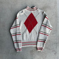 Y2K Lined Patterned Turtle Neck Sweater M