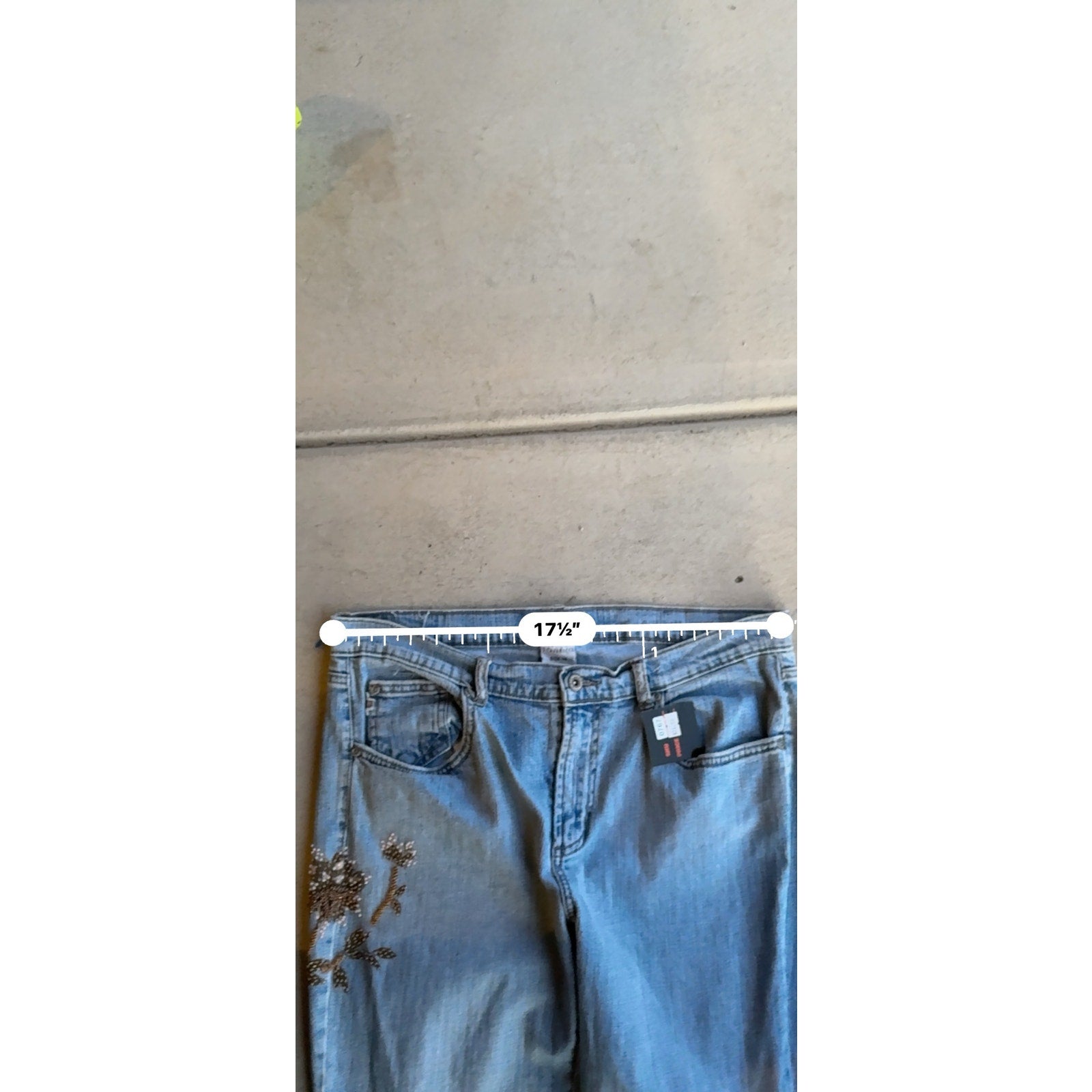 Y2K WOMENS FLOWER BLUE DENIM JEANS SIZE 34 x 28