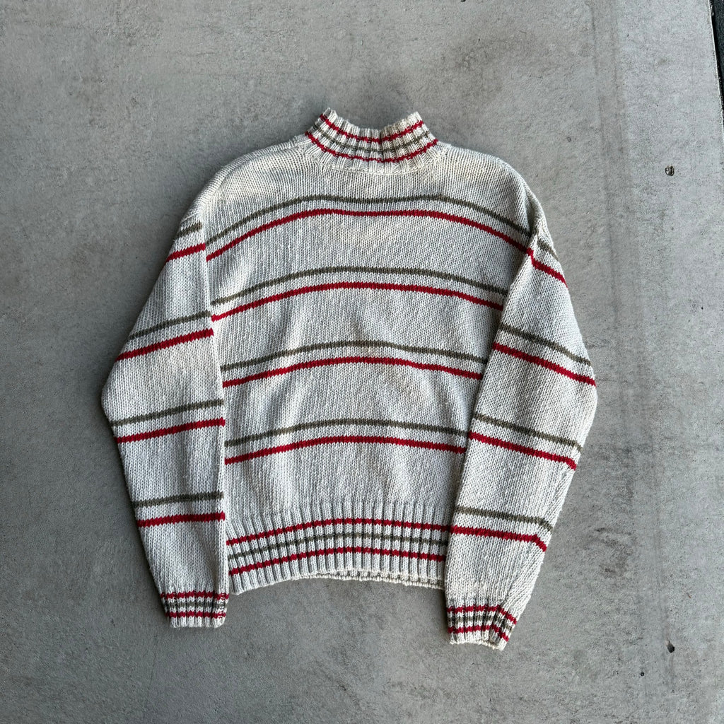 Y2K Lined Patterned Turtle Neck Sweater M