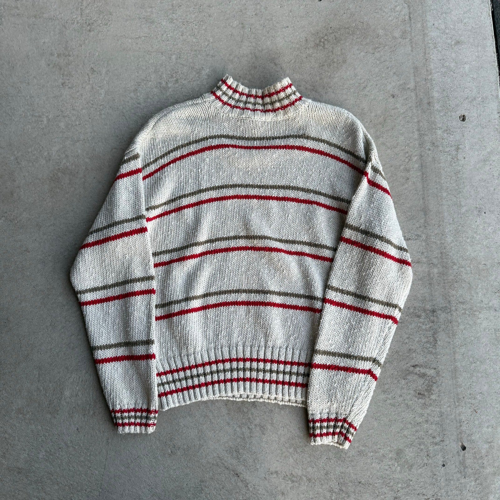 Y2K Lined Patterned Turtle Neck Sweater M