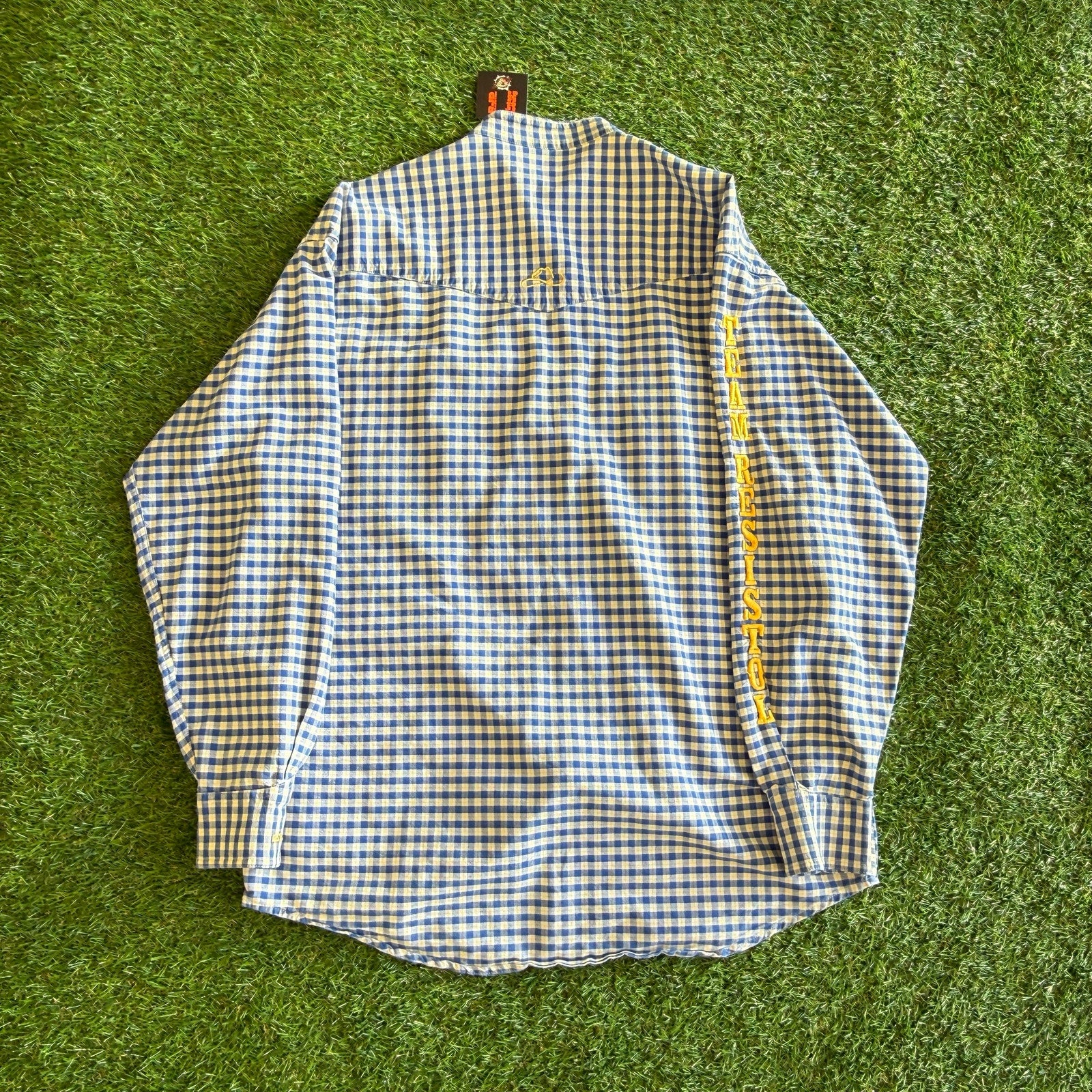 80S PEARL SNAP BLUE PATTEREND BUTTON UP LONGSLEEVE L