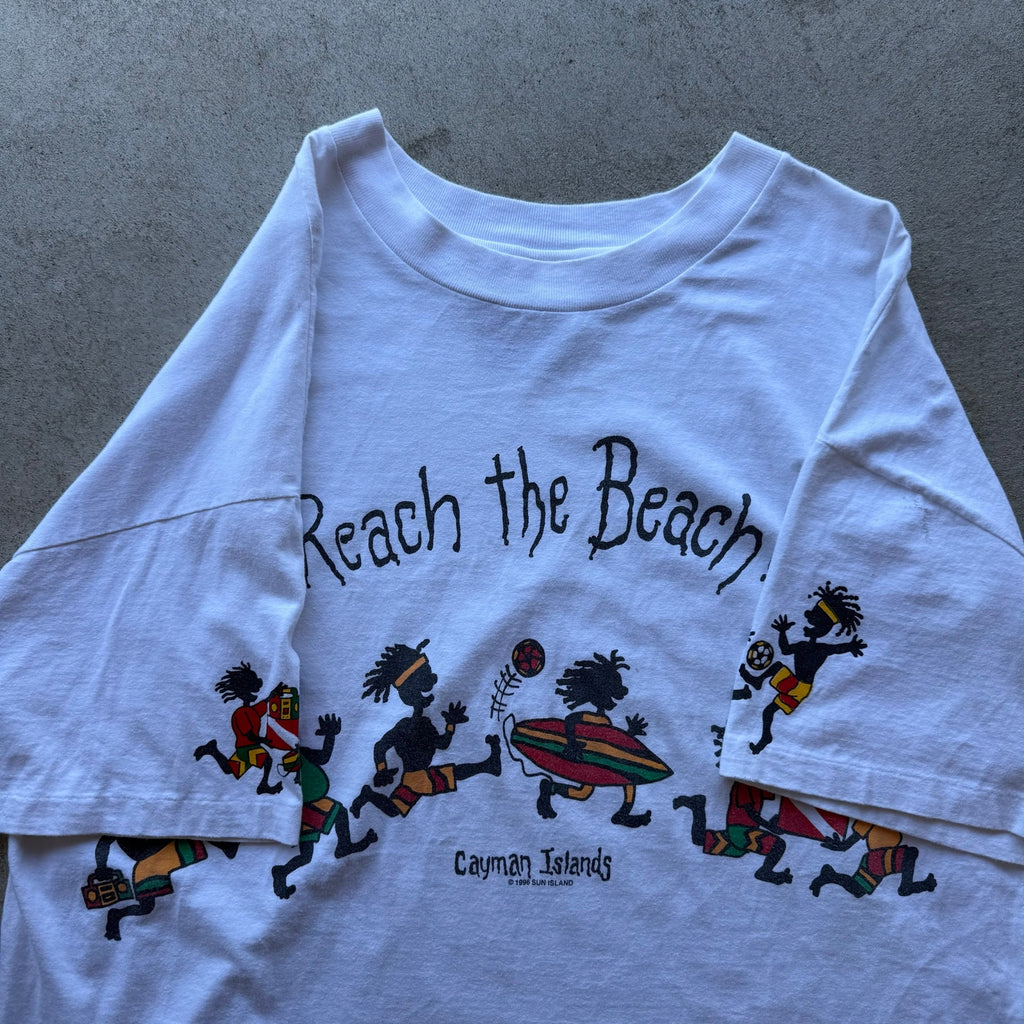 1996 Mens Cayman Islands "Reach The Beach!" Insanely Cool Wrap Around Tee XX-L