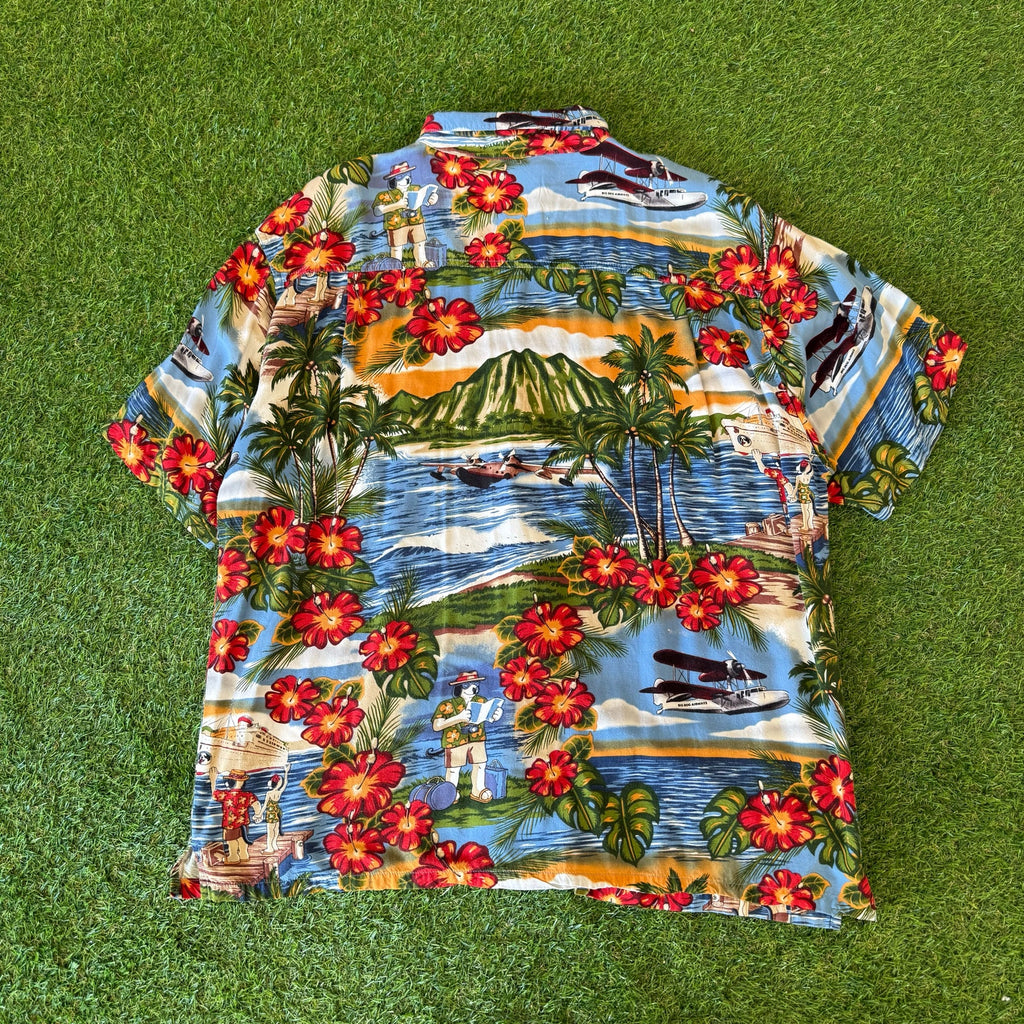 Y2K BIG DOGS BEACH BUTTON UP X-L