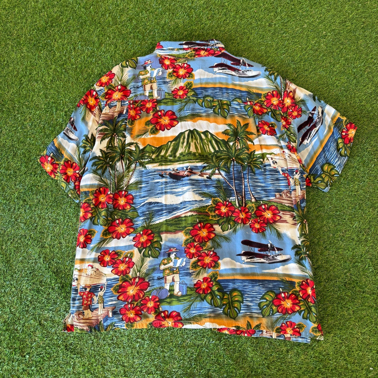 Y2K BIG DOGS BEACH BUTTON UP X-L