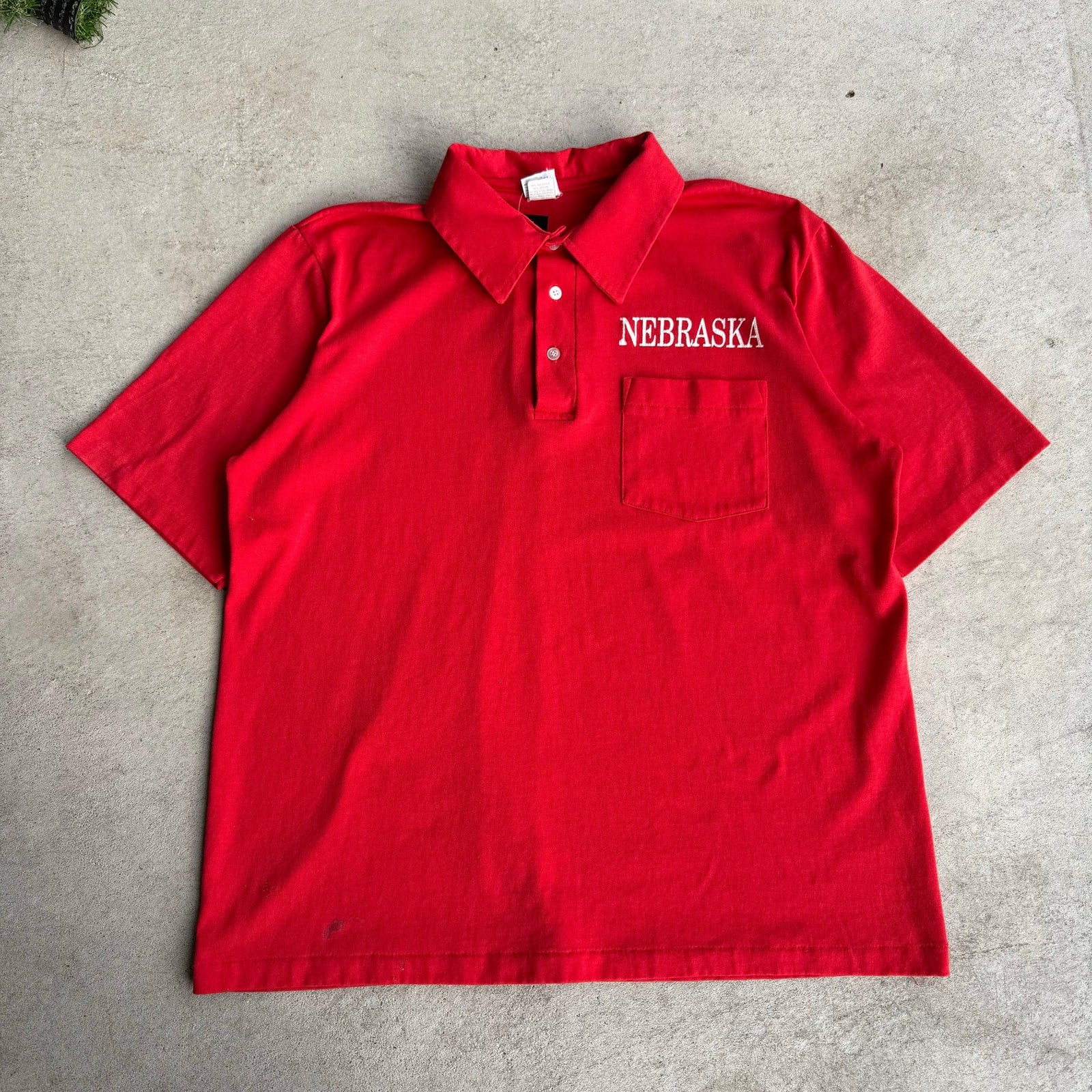 90S NEBRASKA HARTWELL POCKET POLO L