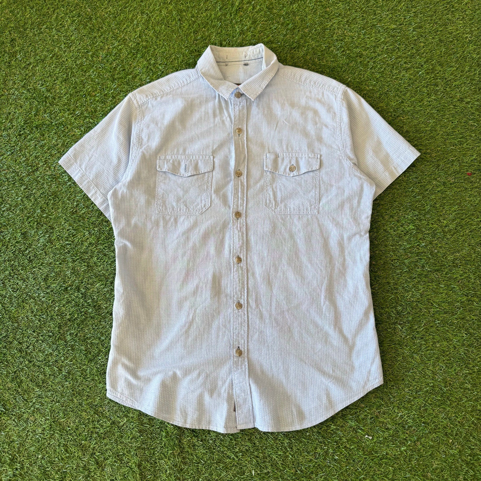 Y2K EDDIE BAUER BLUE BUTTON UP L