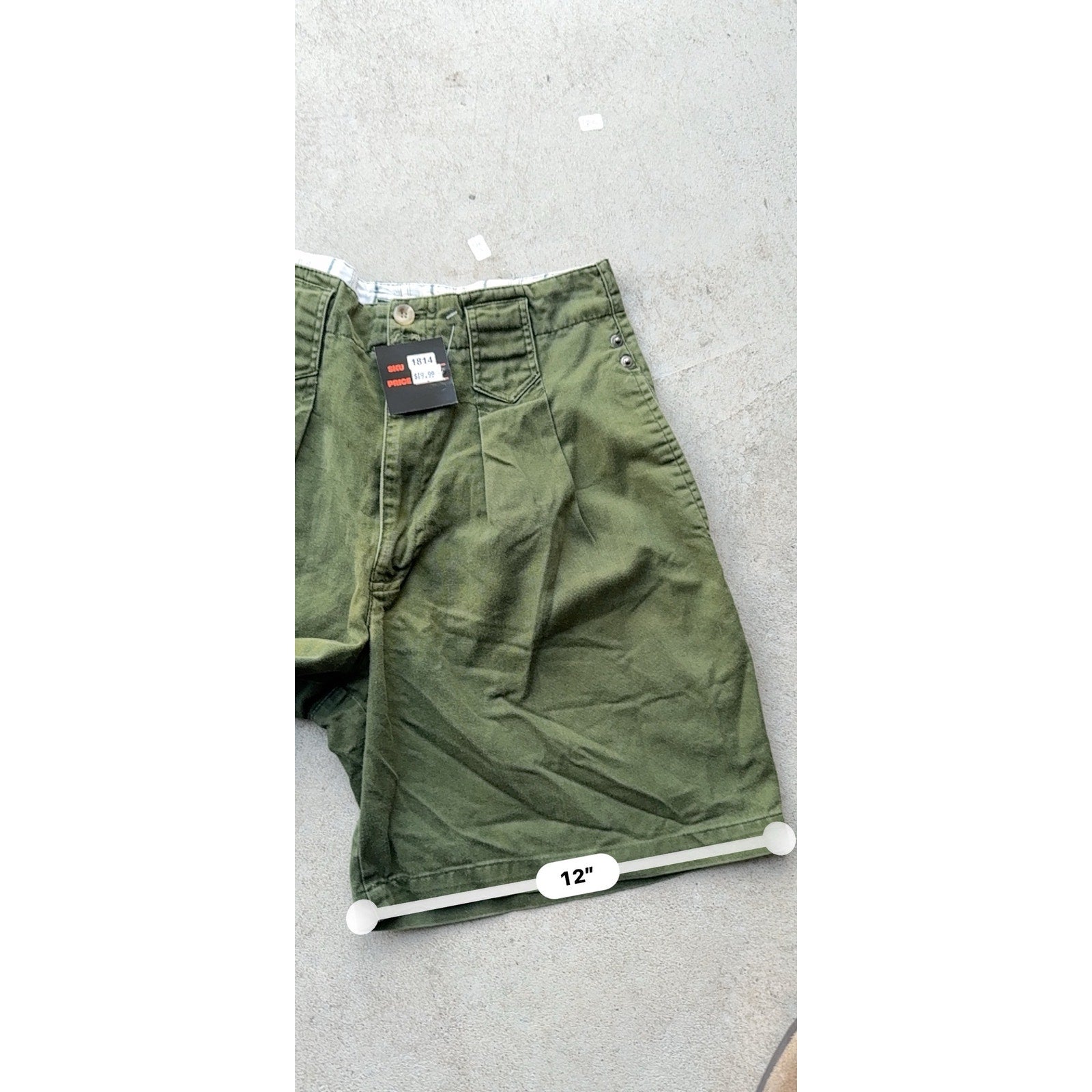 Y2K Women's Baggy Green Faded Pleated Playboy Shorts 26