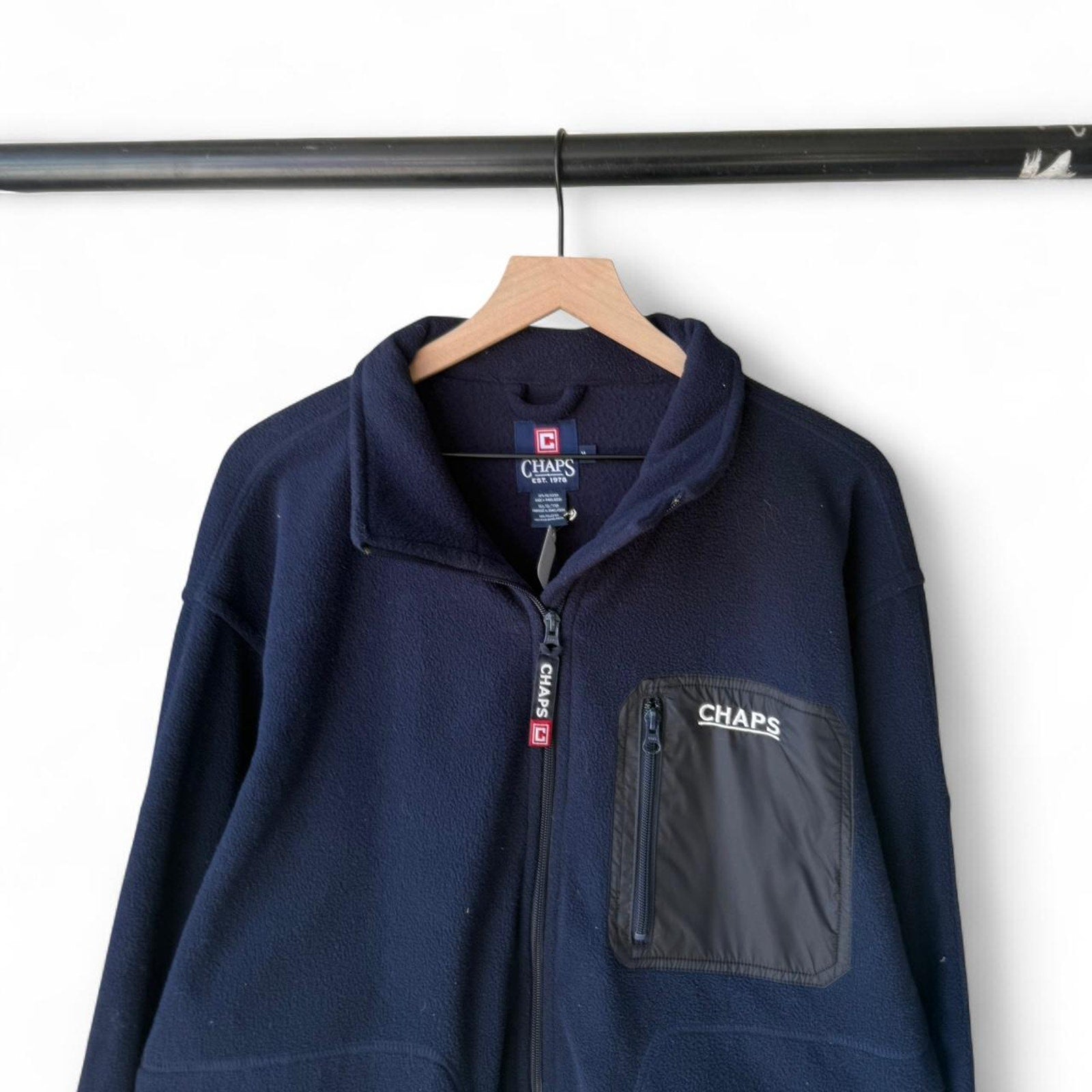 VINTAGE 2000S CHAPS FLEECE ZIP UP JACKET M