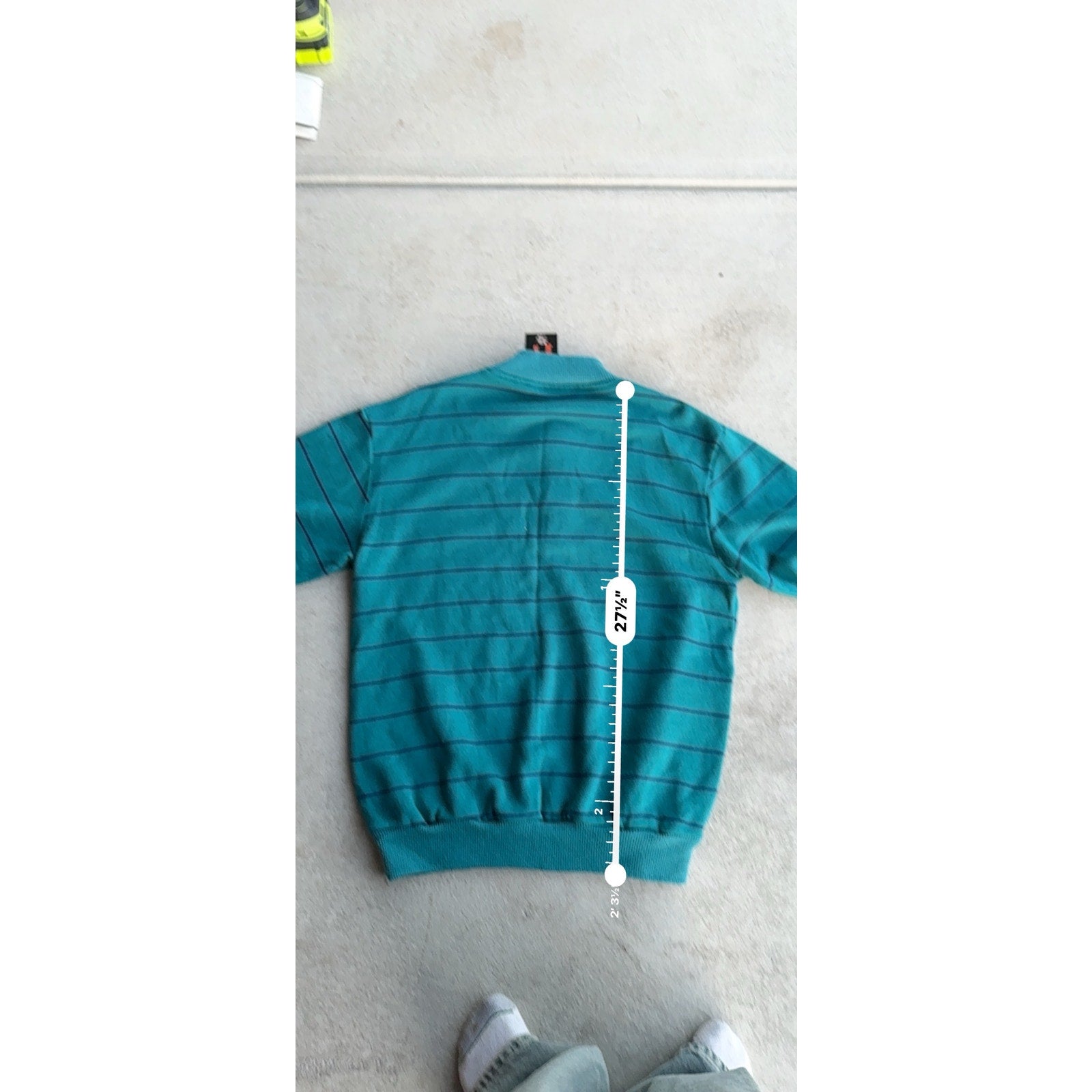90S STATS BLUE LINED QUARTER BUTTON SWEATER X-L