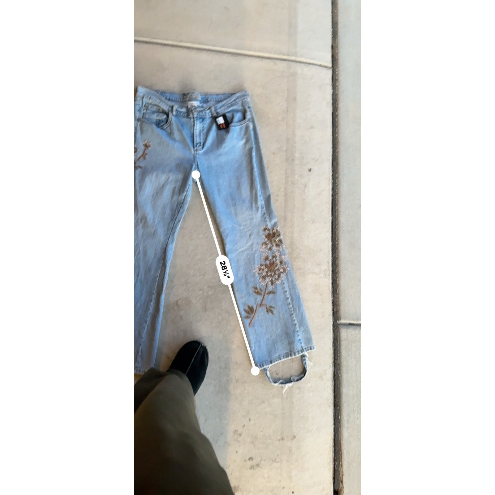 Y2K WOMENS FLOWER BLUE DENIM JEANS SIZE 34 x 28