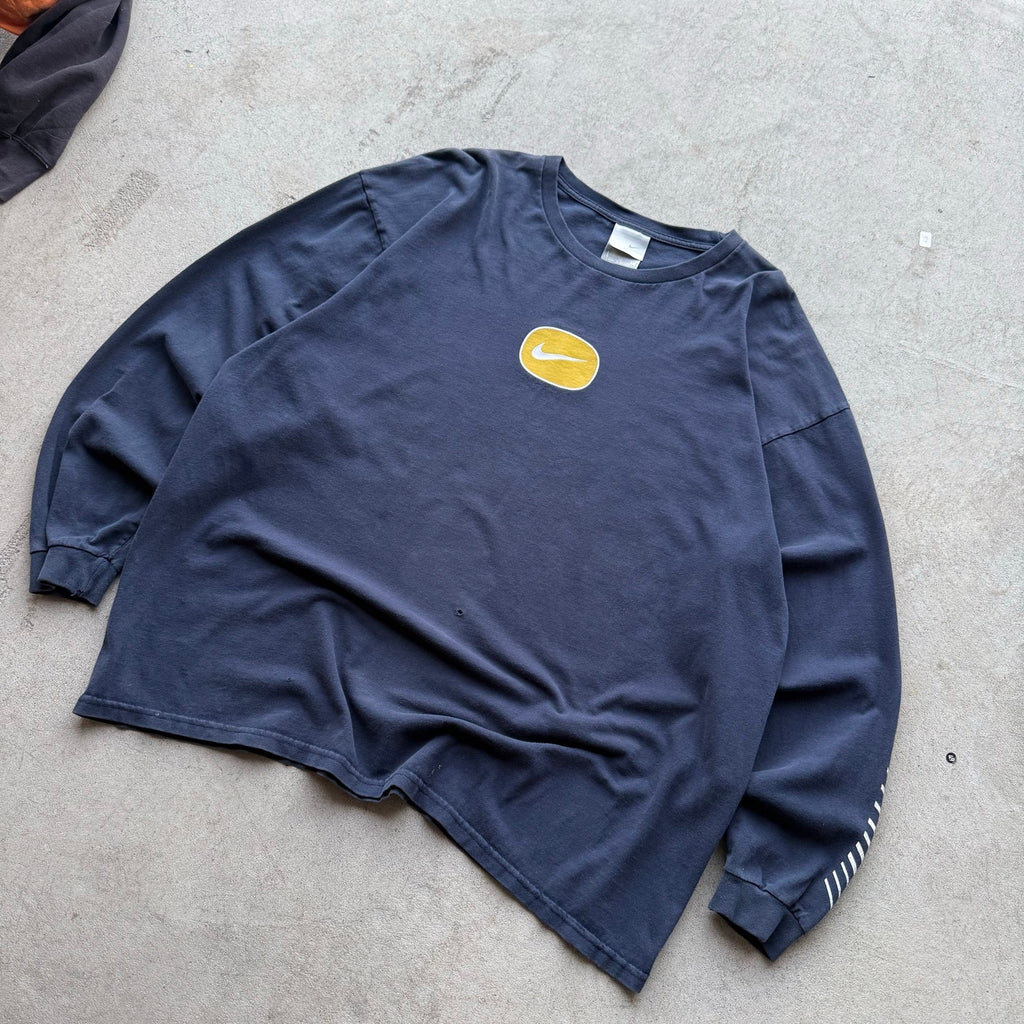 Y2K Mens Nike Center Yellow Swoosh With Sleeve Hit X-L