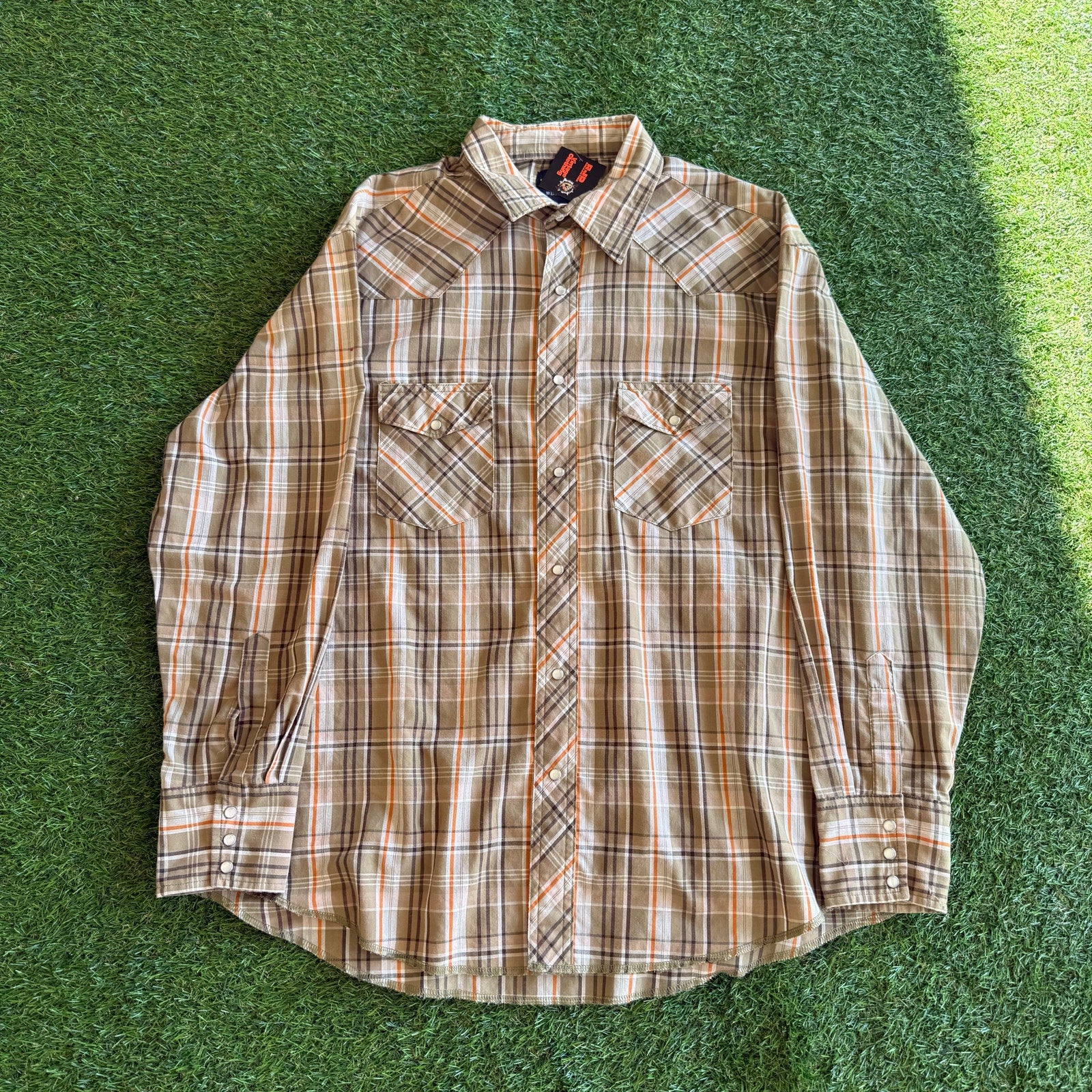 Y2K WRANGLER LIGHT GREEN PEARL SNAP BUTTON UP L