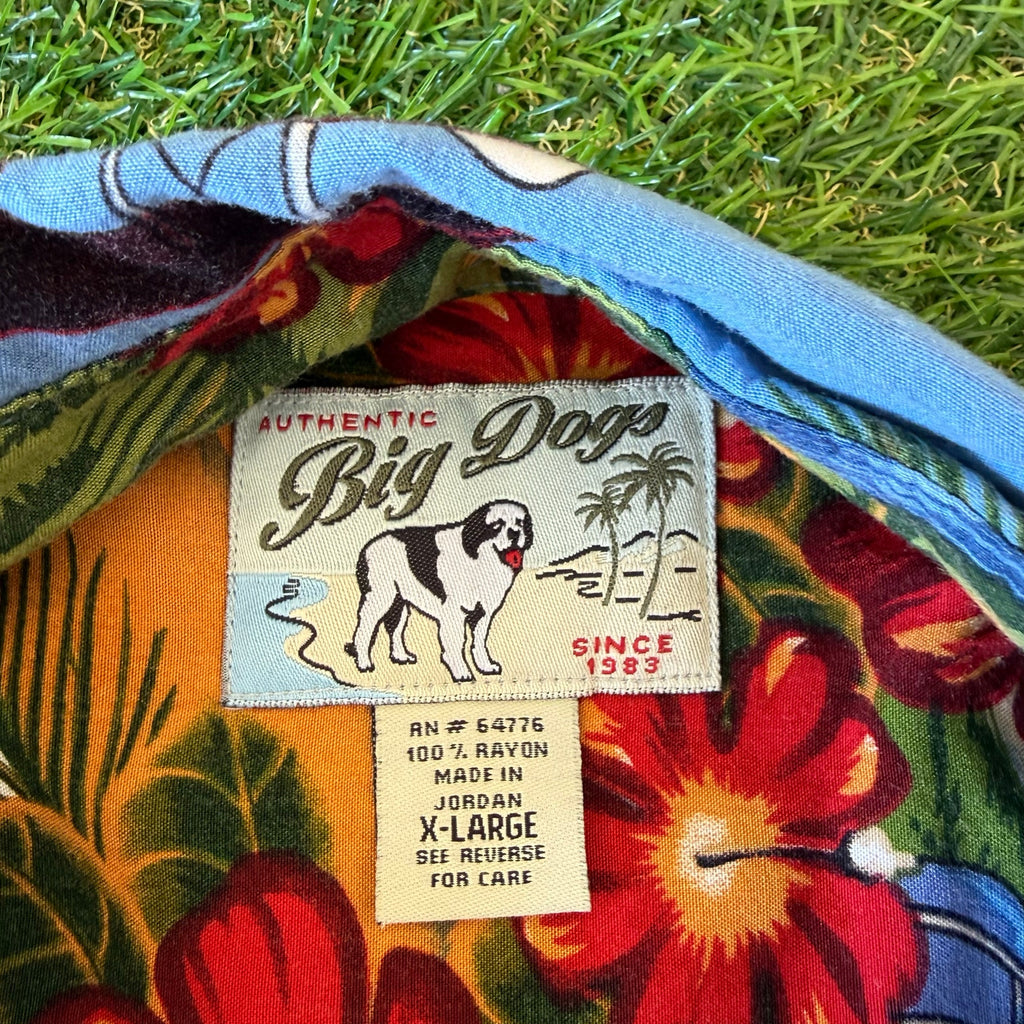 Y2K BIG DOGS BEACH BUTTON UP X-L