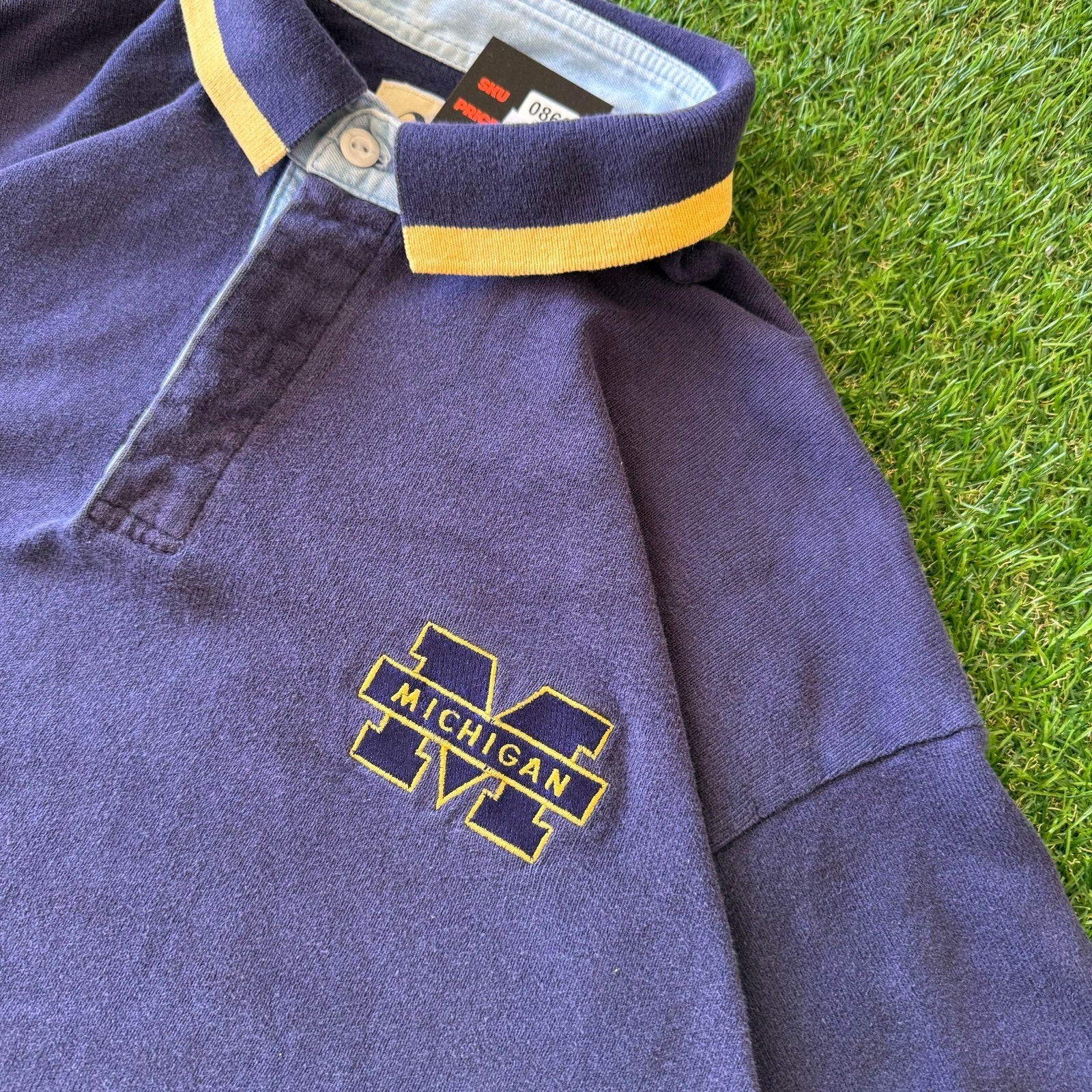 90s Michigan Mens Navy College Polo L