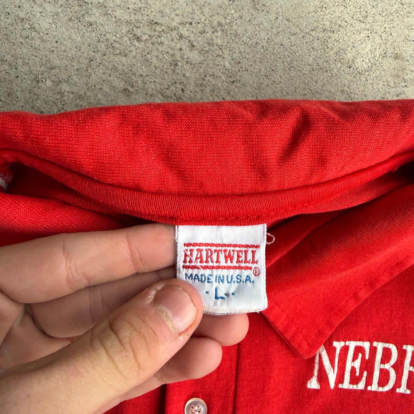 90S NEBRASKA HARTWELL POCKET POLO L
