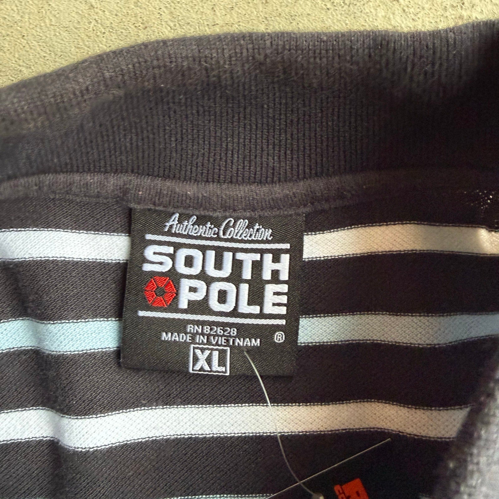 Y2K SOUTHPOLE MENS BLUE SKATE STRIPED POLO X-L