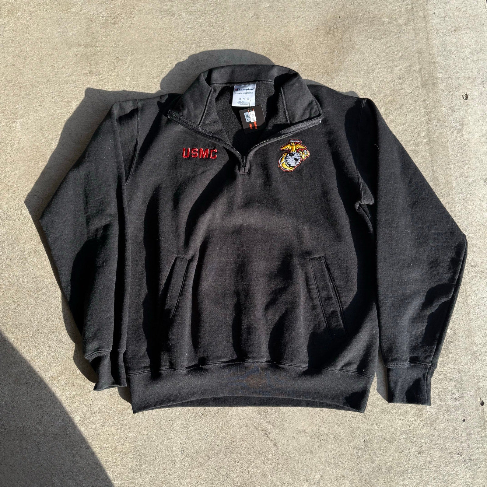 USMC CHAMPION BLACK QUARTERZIP L