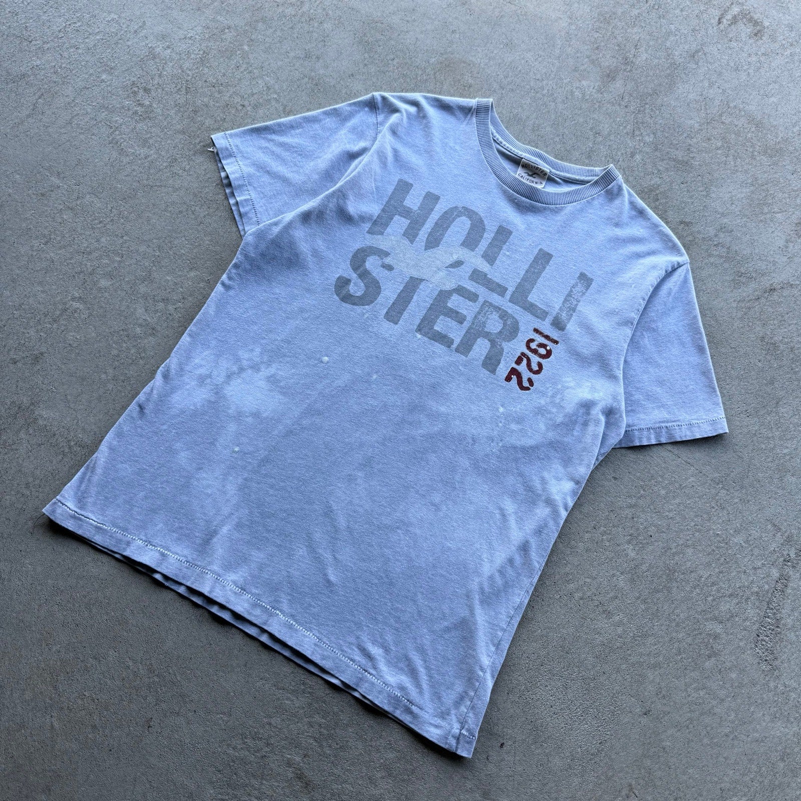 Y2K Mens Hollister California Eagle 1922 Paint Splattered Top L