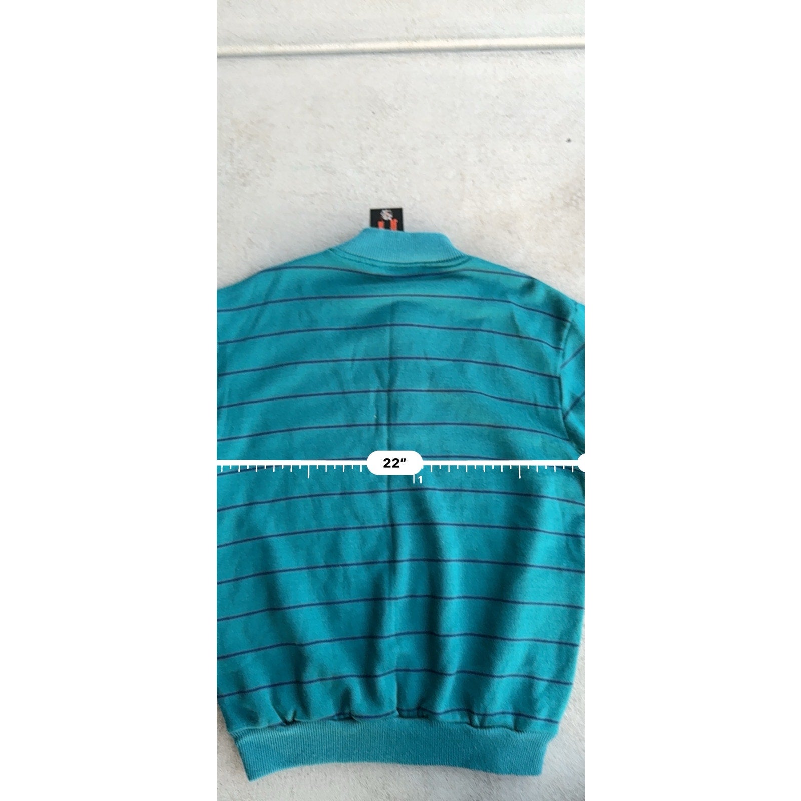 90S STATS BLUE LINED QUARTER BUTTON SWEATER X-L