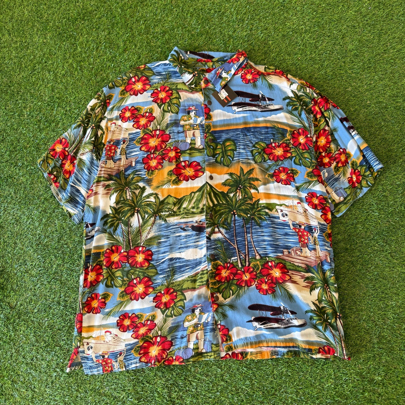 Y2K BIG DOGS BEACH BUTTON UP X-L