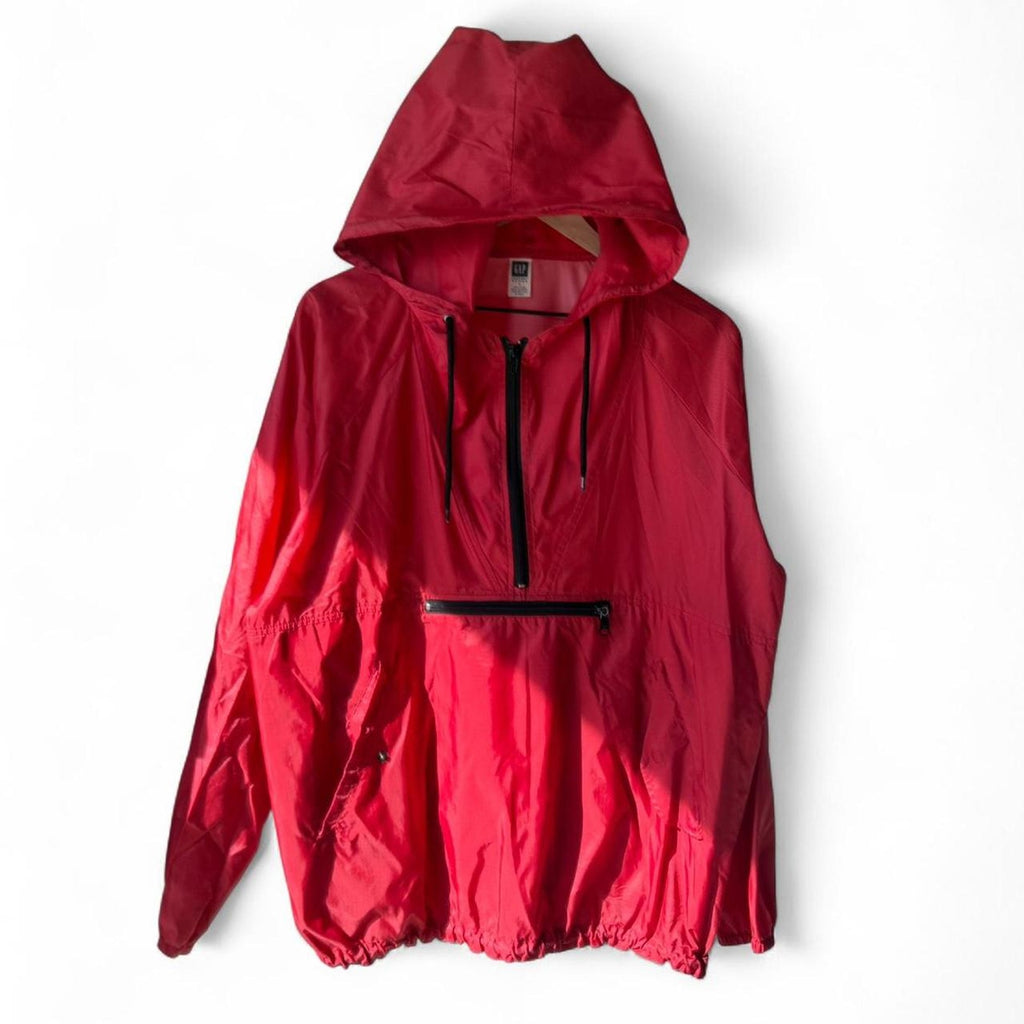 90S GAP RED VINTAGE RAIN QUARTER ZIP JACKET S