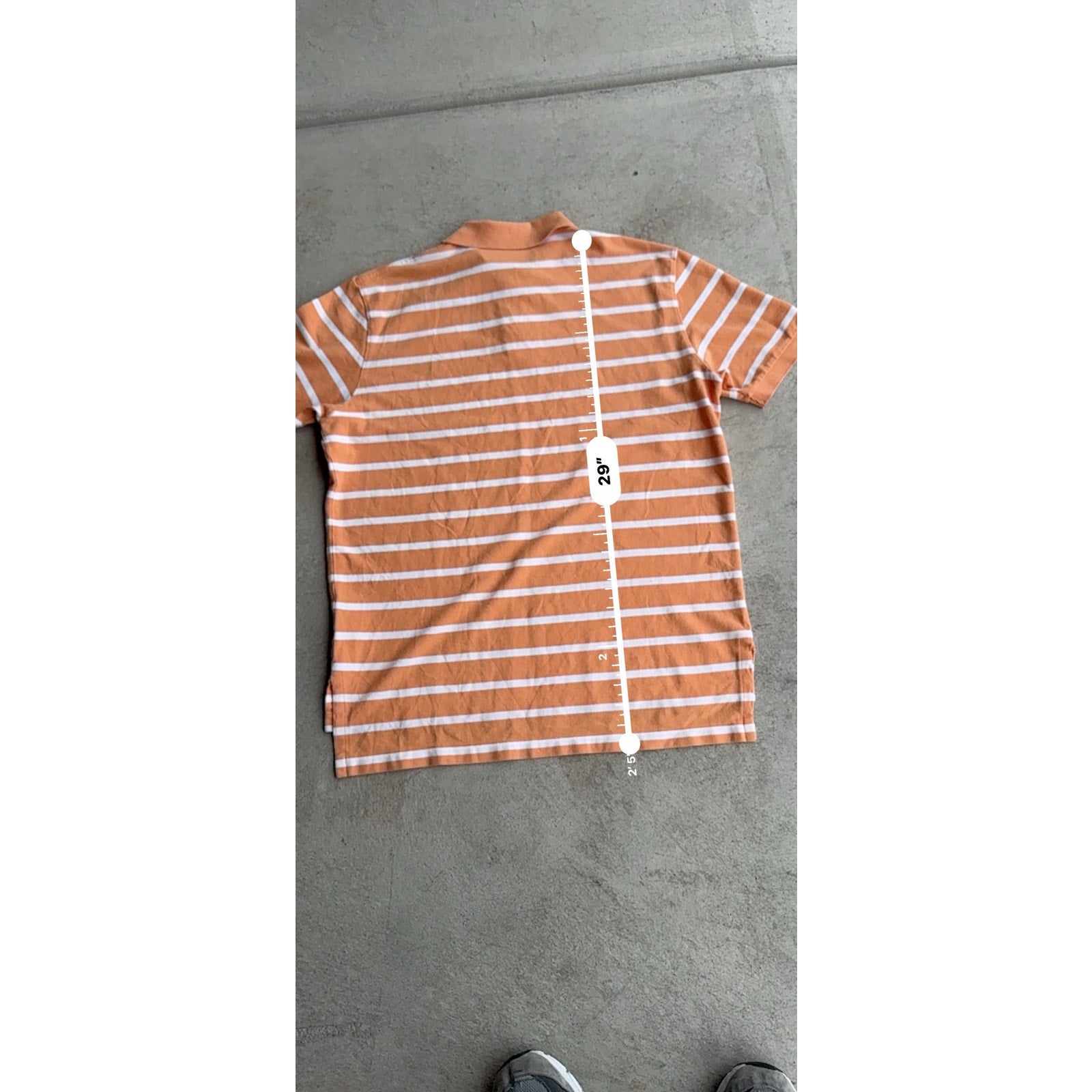 Y2K ORANGE AND WHITE STRIPED POLO L
