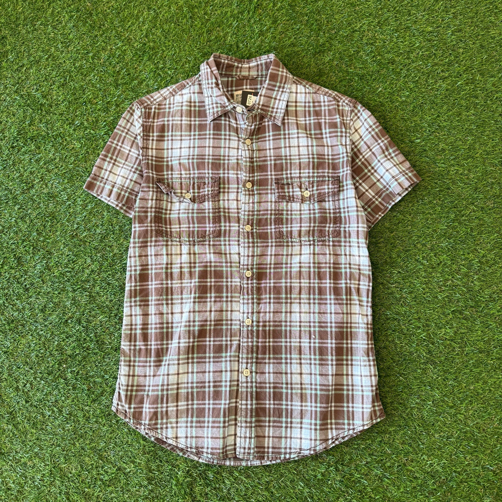 Y2K MOSSIMO BROWN PATTERNED BUTTON UP S