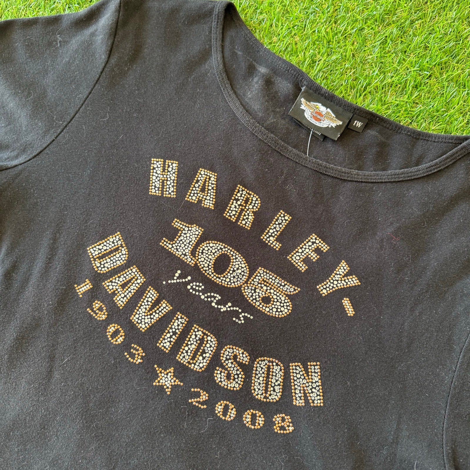 Y2K Rhinestone Womens Harley Davidson Top X-L