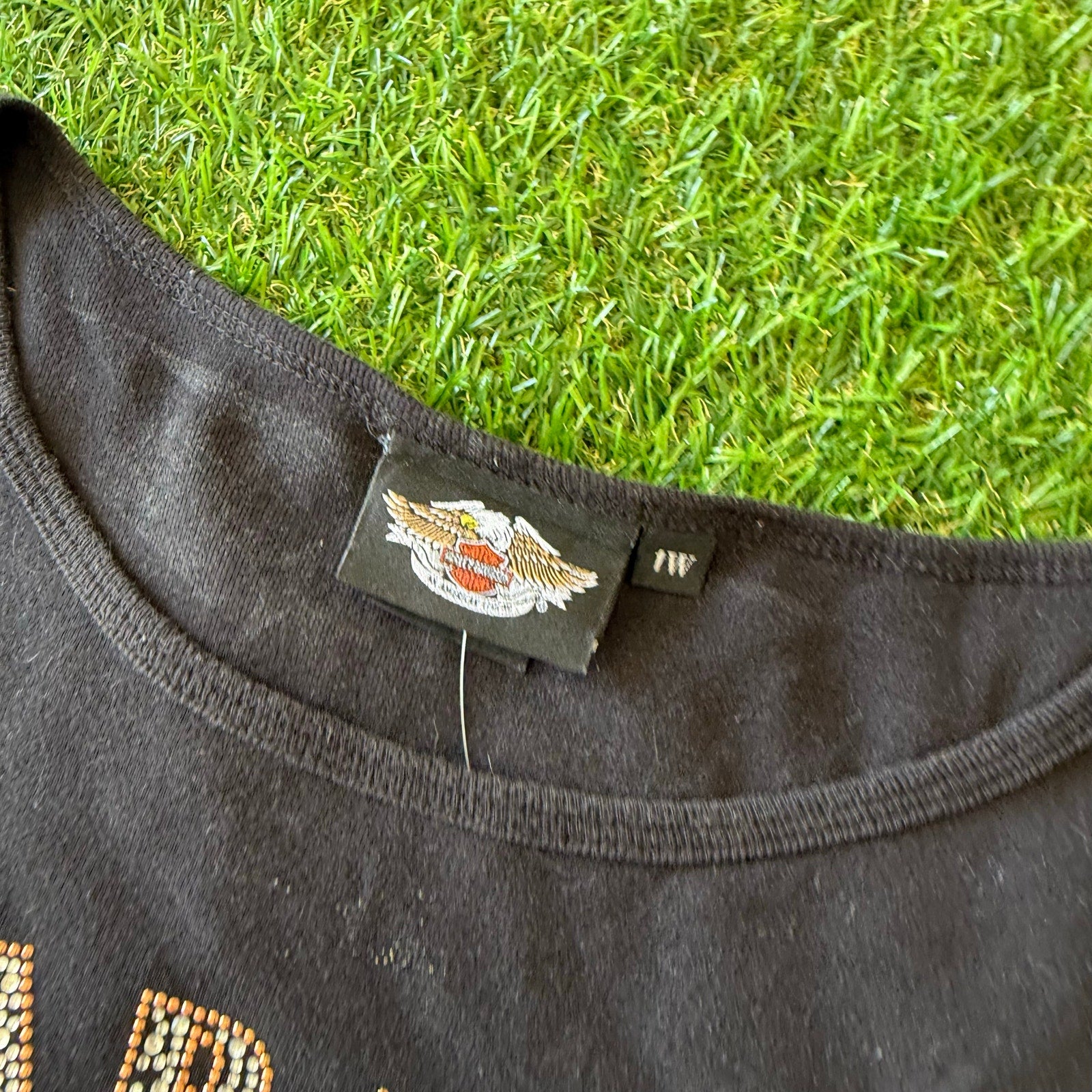 Y2K Rhinestone Womens Harley Davidson Top X-L