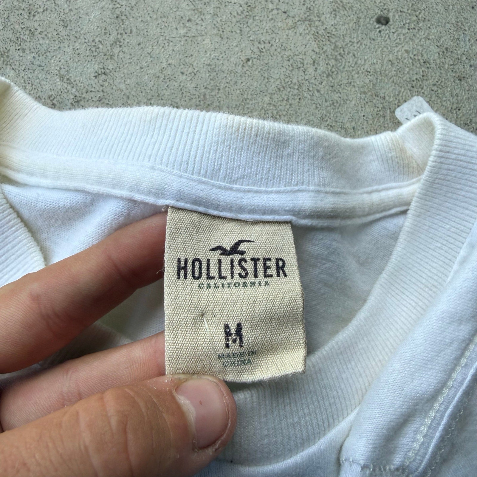 Y2K Mens White Hollister Spellout Tee M