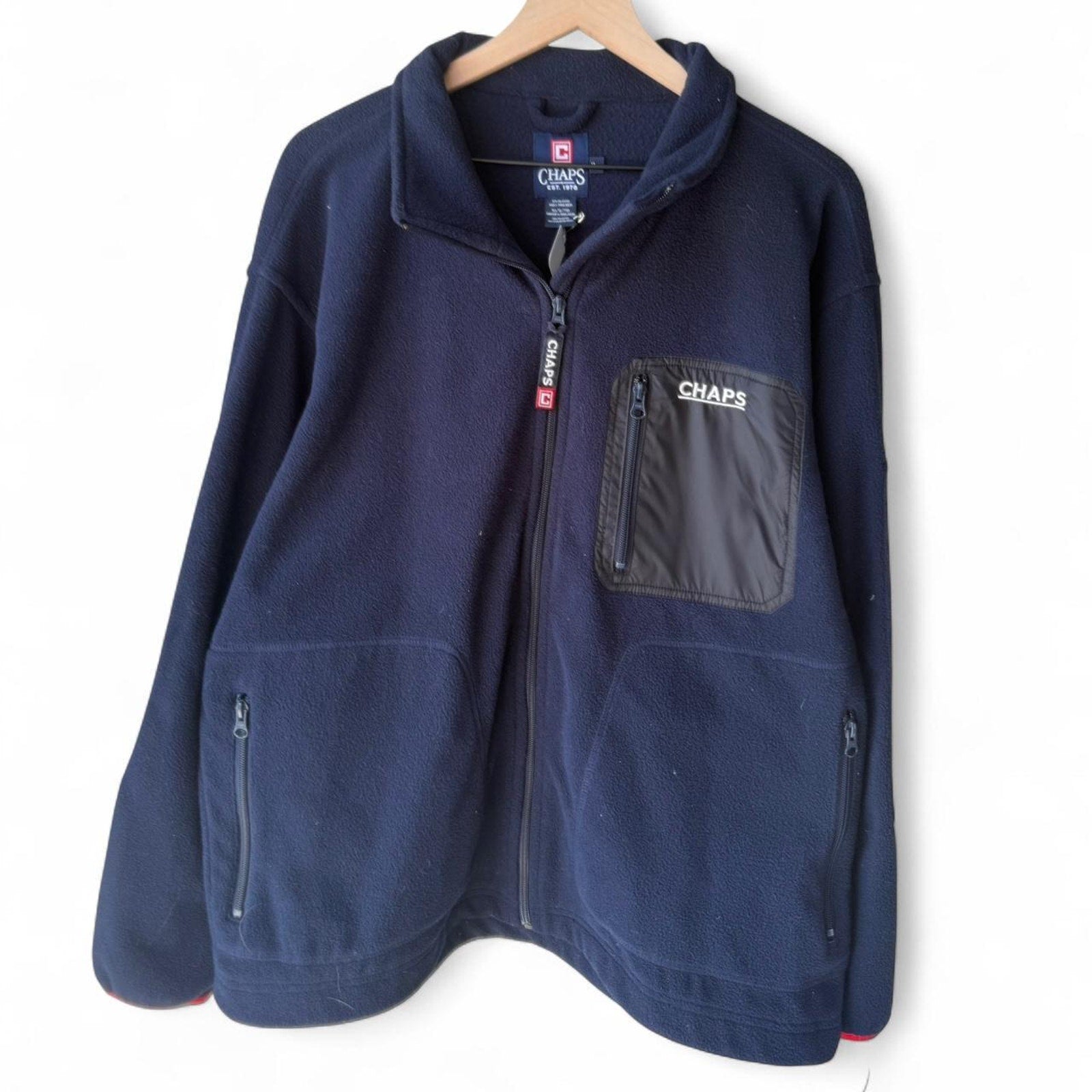VINTAGE 2000S CHAPS FLEECE ZIP UP JACKET M