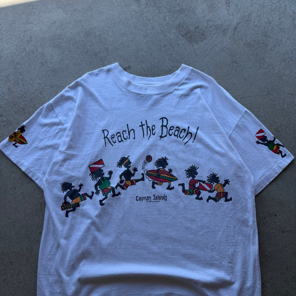 1996 Mens Cayman Islands "Reach The Beach!" Insanely Cool Wrap Around Tee XX-L