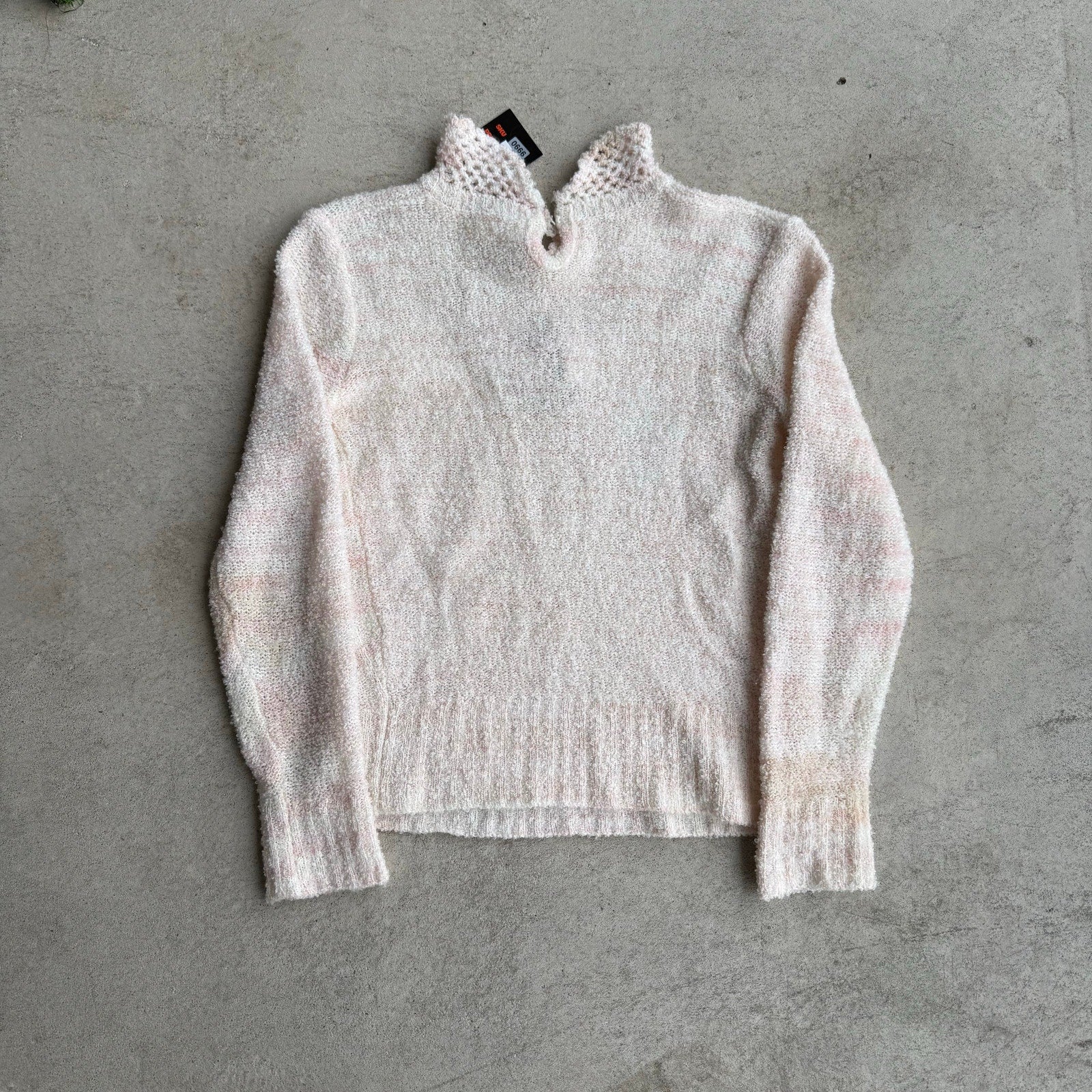 90S KNITTED FLOWER LONGSLEEVE WOMENS TOP M